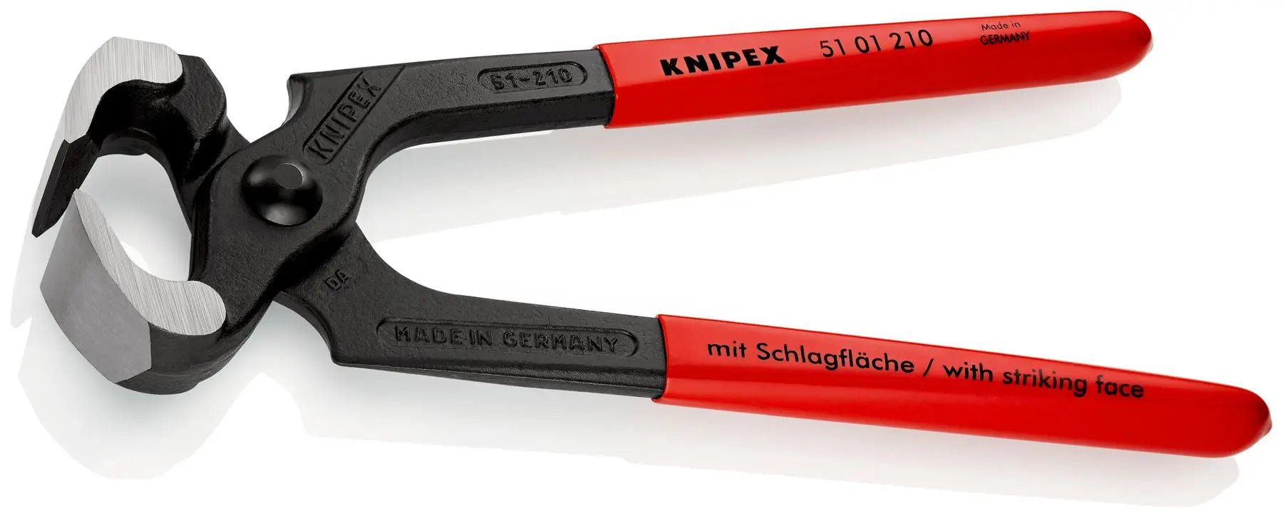 KNIPEX Carpenters Pincers Hammerhead Style 210mm Plastic Coated Handles 51 01 210 SB White Rose Tools