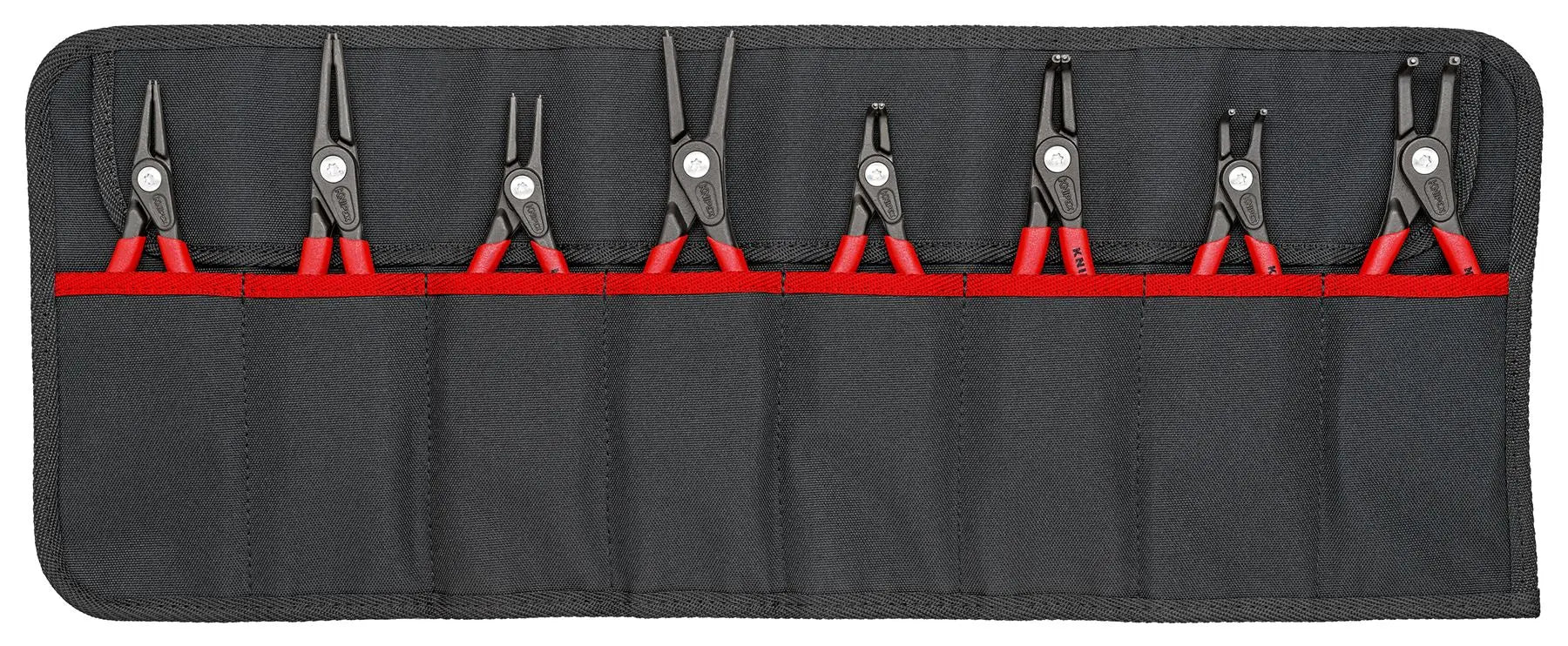 KNIPEX Circlip Pliers Set in Tool Roll 8 Piece Internal External Plier 00 19 58 V02 White Rose Tools