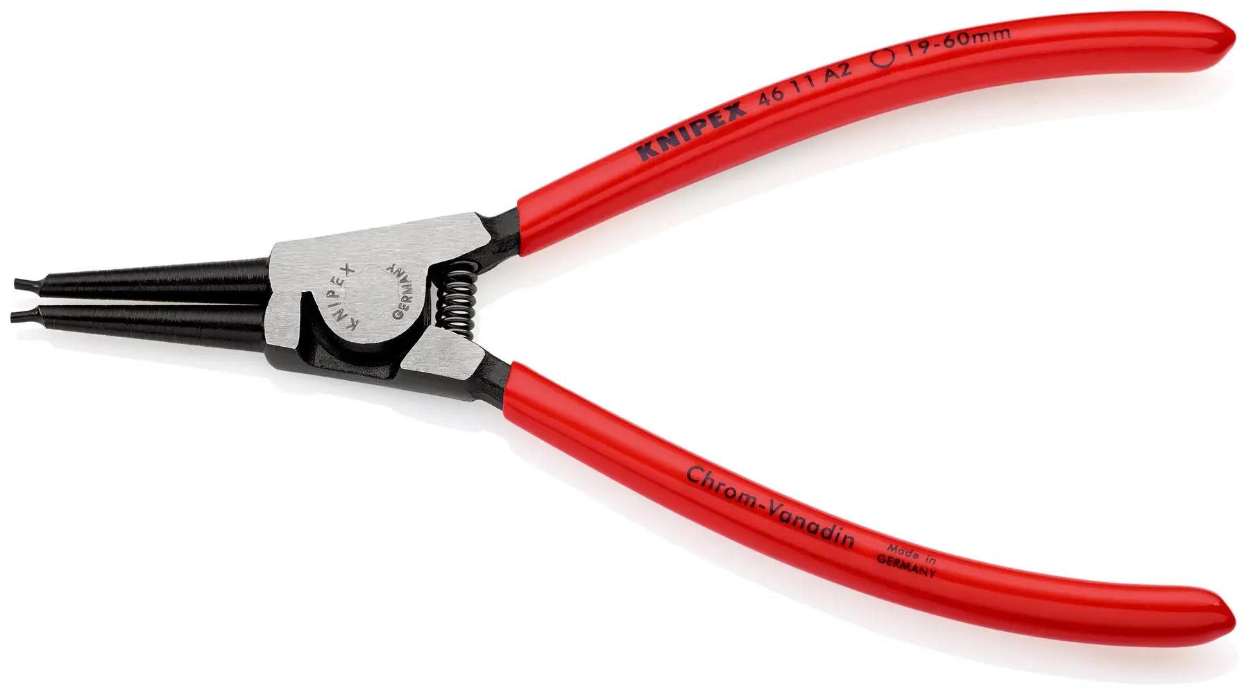 KNIPEX Circlip Pliers for External Circlips on Shafts 180mm 1.8mm Diameter Tips 46 11 A2 SB White Rose Tools