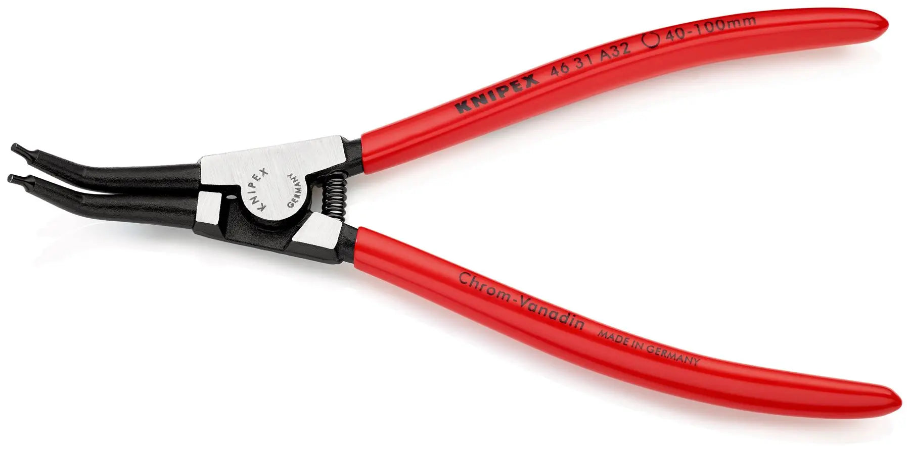 KNIPEX Circlip Pliers for External Circlips on Shafts 45° Angled 210mm 2.3mm Diameter Tips 46 31 A32 White Rose Tools