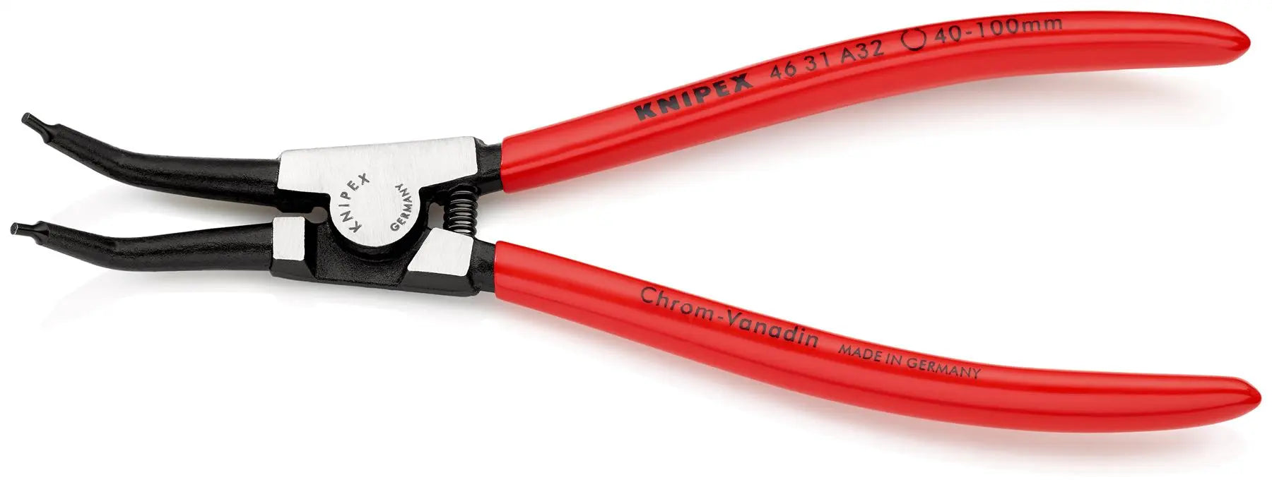 KNIPEX Circlip Pliers for External Circlips on Shafts 45° Angled 210mm 2.3mm Diameter Tips 46 31 A32 White Rose Tools