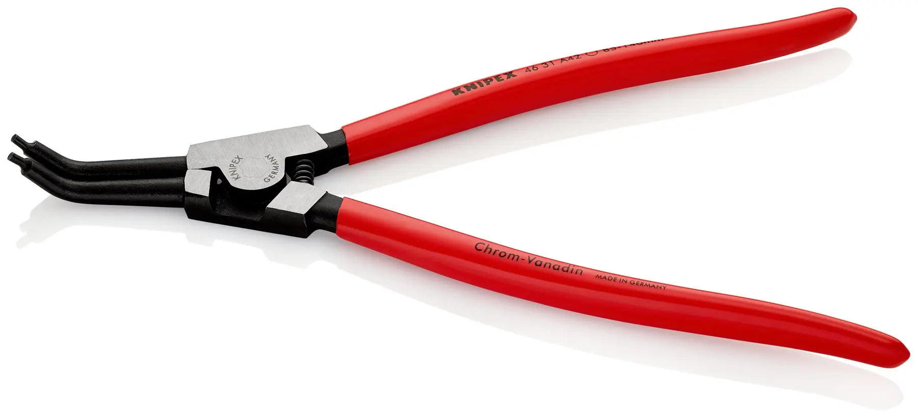KNIPEX Circlip Pliers for External Circlips on Shafts 45° Angled 310mm 3.2mm Diameter Tips 46 31 A42 White Rose Tools