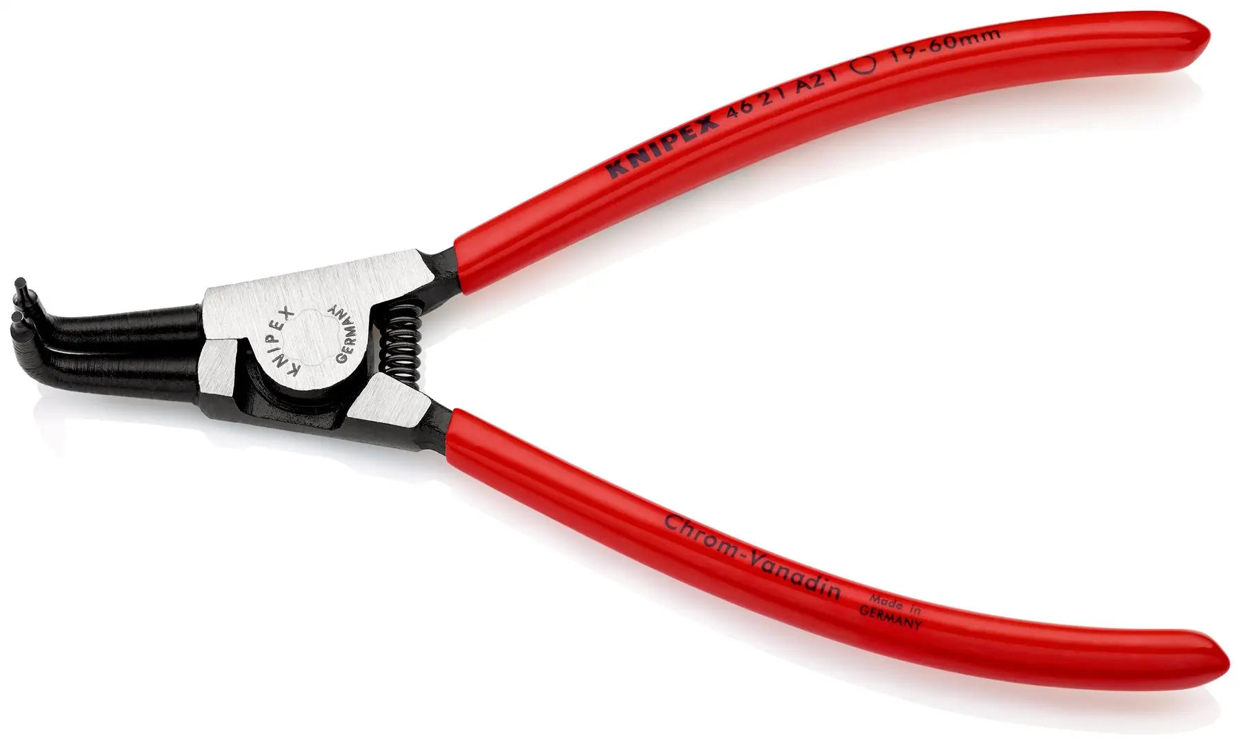 KNIPEX Circlip Pliers for External Circlips on Shafts 90° Angled 170mm 1.8mm Diameter Tips 46 21 A21 SB White Rose Tools