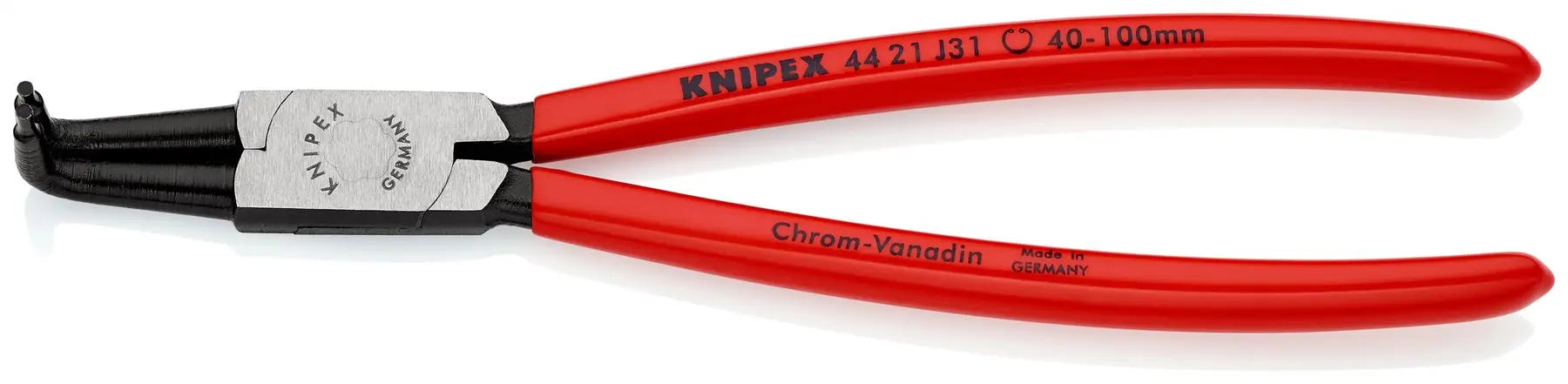 KNIPEX Circlip Pliers for Internal Circlips in Bore Holes Bent Nose 215mm 2.3mm Diameter Tips 44 21 J31 White Rose Tools