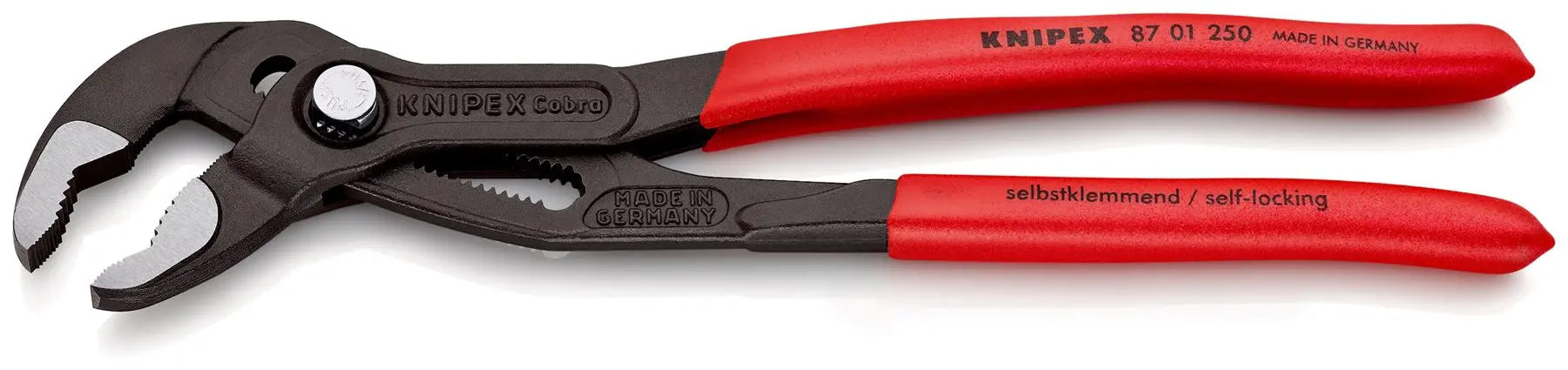KNIPEX Cobra High Tech Water Pump Pliers 250mm Plastic Coated Handles Non Slip 87 01 250 SB White Rose Tools