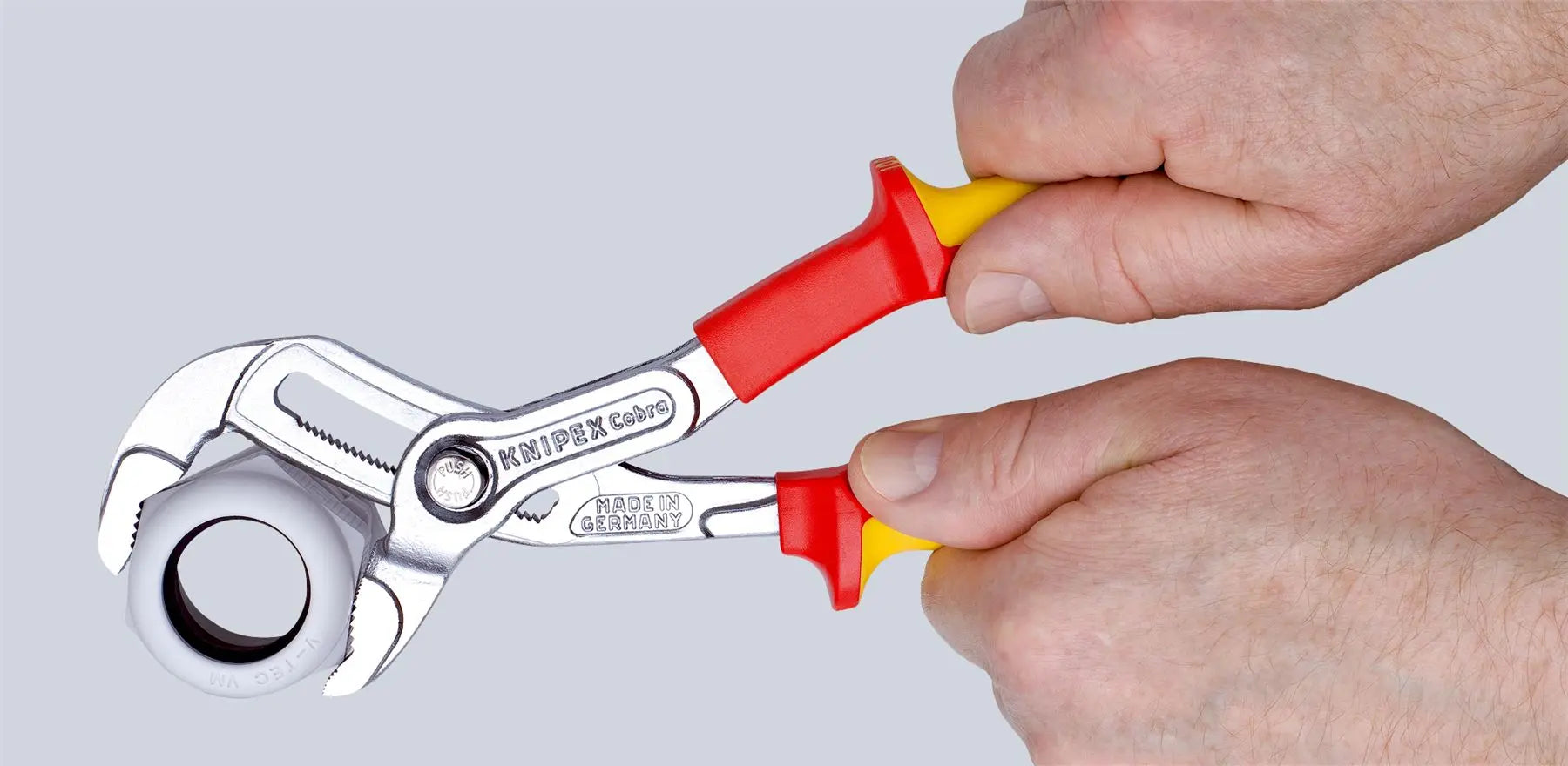 KNIPEX Cobra QuickSet High Tech Water Pump Pliers 250mm Chrome VDE Multi Component Grips 87 26 250 SB White Rose Tools