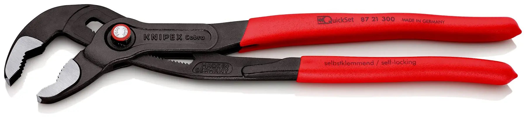 KNIPEX Cobra QuickSet High Tech Water Pump Pliers 300mm Plastic Coated Handles Non Slip 87 21 300 White Rose Tools
