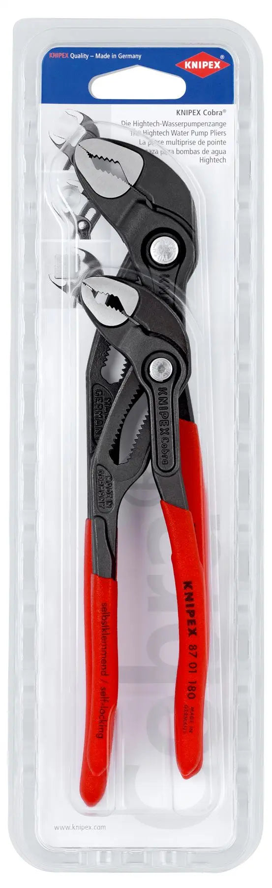 KNIPEX Cobra Water Pump Pliers Set 2 Pieces 180mm 250mm 00 31 20 V01 White Rose Tools