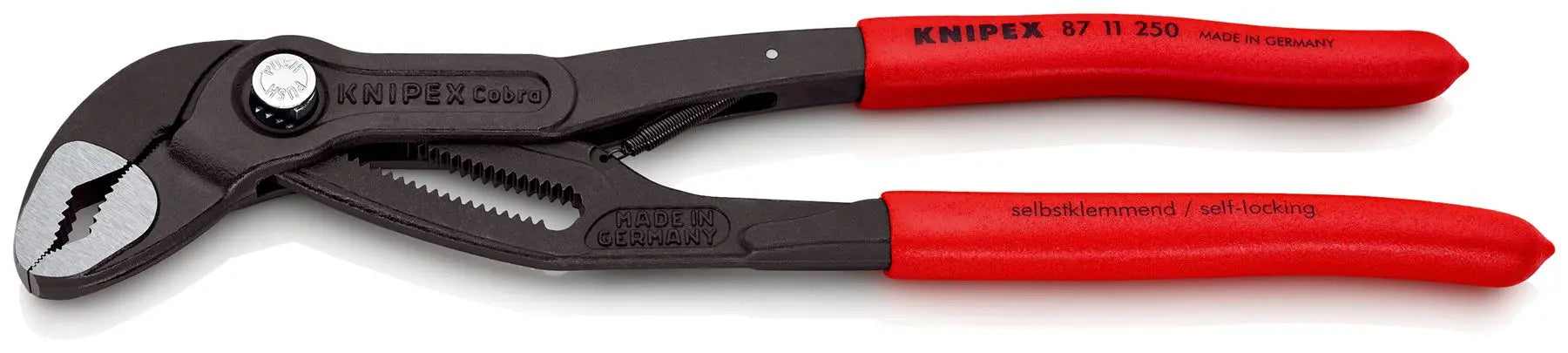 KNIPEX Cobra…matic Water Pump Pliers Automatic Adjustment 250mm Plastic Coated Handles Non Slip 87 11 250 SB White Rose Tools