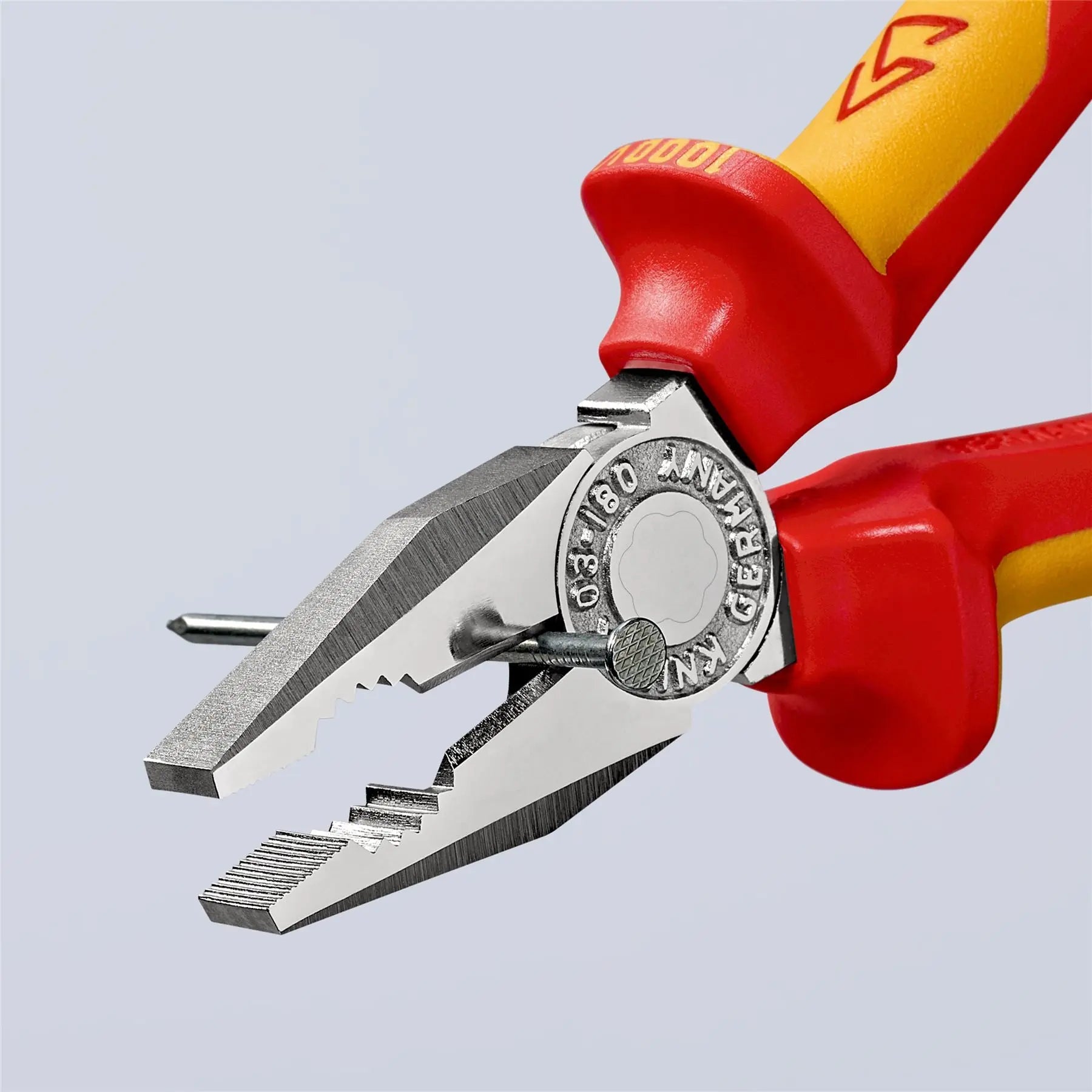 KNIPEX Combination Pliers 180mm VDE Chrome Multi Component Grips with Tether Point 03 06 180 T BK White Rose Tools