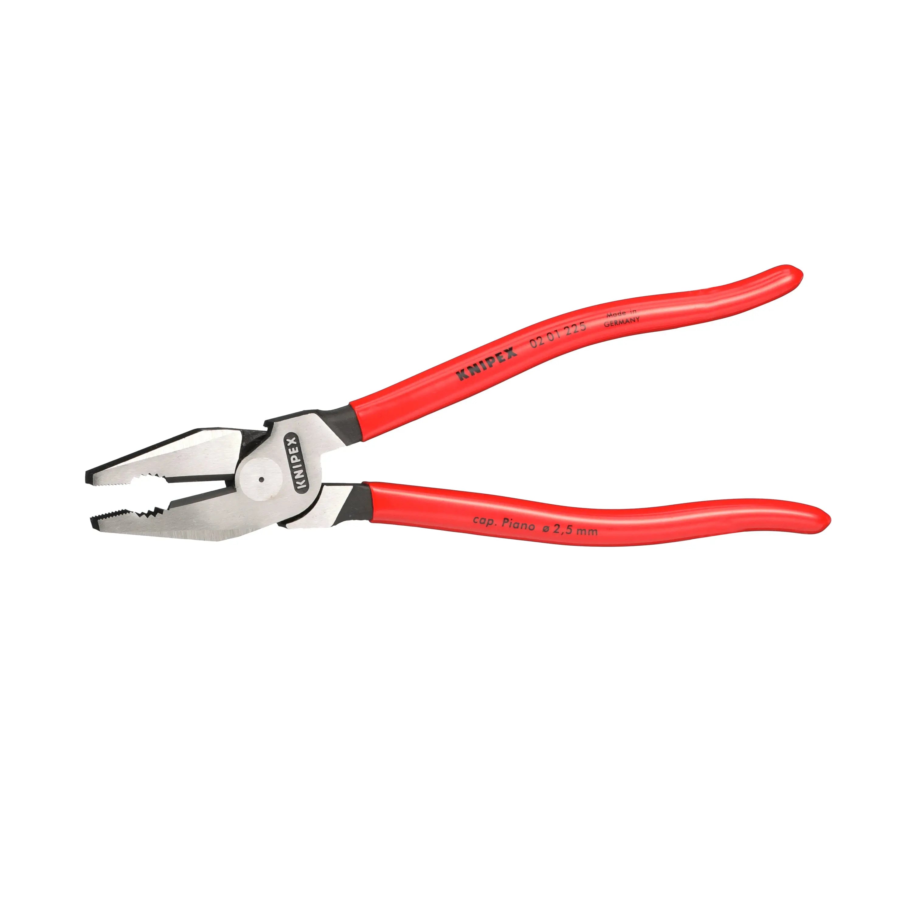 KNIPEX Combination Pliers High Leverage 225mm Plastic Coated 02 01 225 White Rose Tools