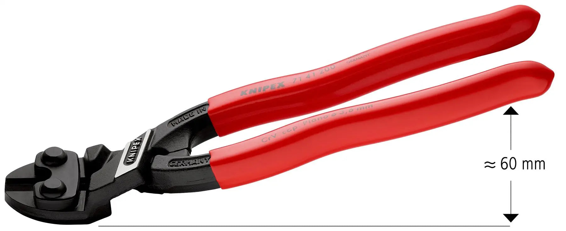 KNIPEX Compact Bolt Cutters CoBolt Cutting Pliers 20° Offset 200mm Plastic Coated Handles 71 41 200 White Rose Tools