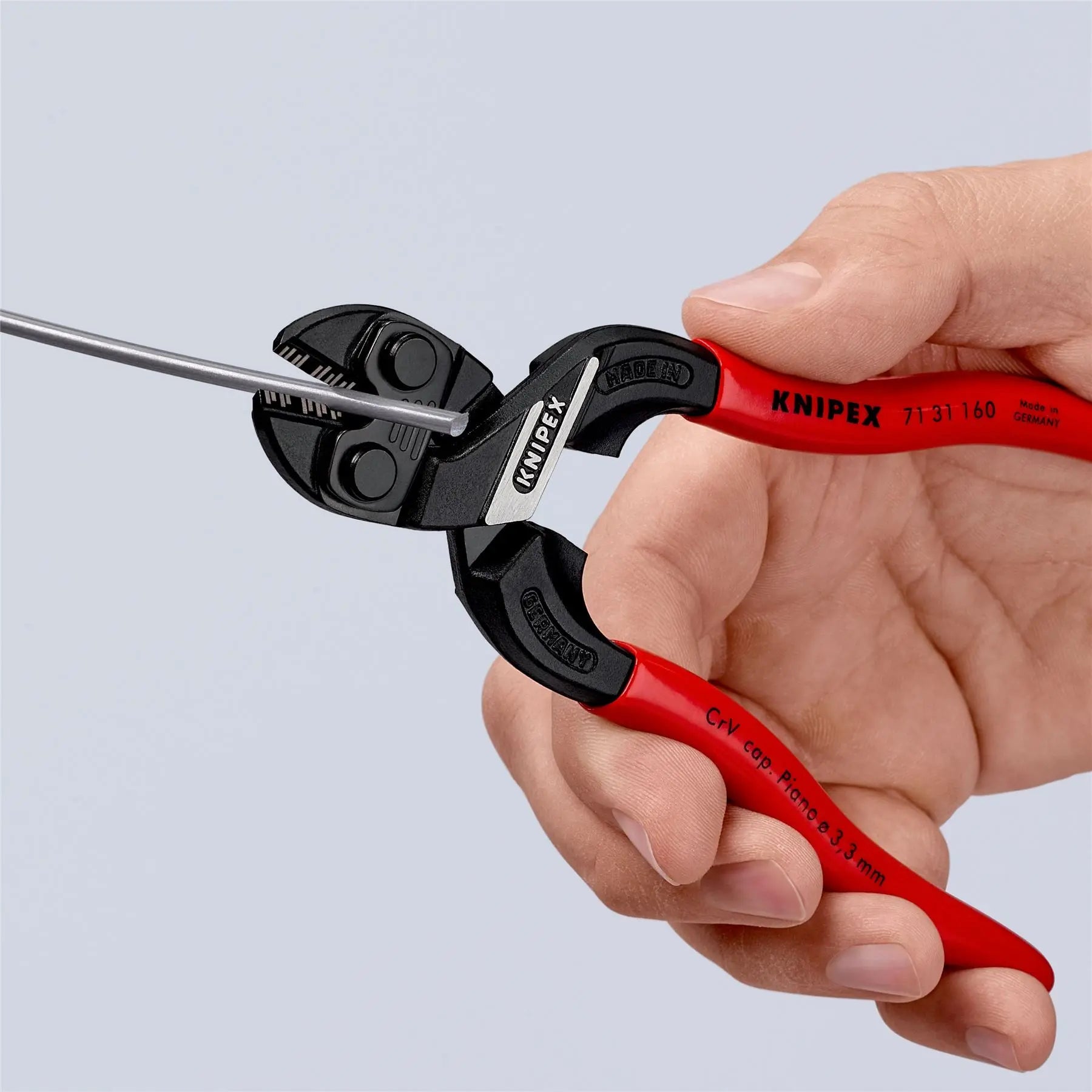 KNIPEX Compact Bolt Cutters CoBolt S Pliers with Cutting Edge Recess 160mm Plastic Coated 71 01 160 SB White Rose Tools