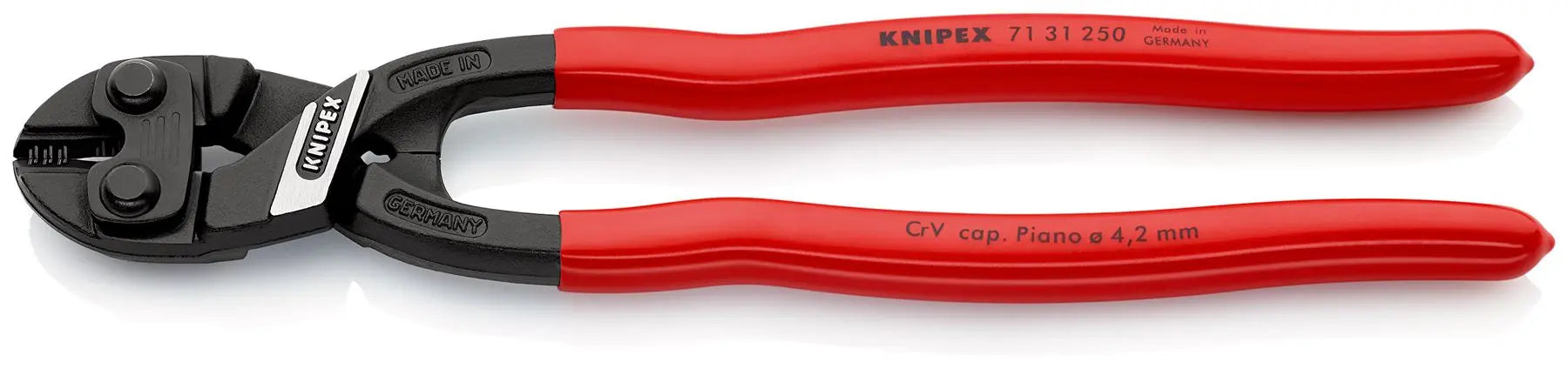 KNIPEX Compact Bolt Cutters CoBolt XL Cutting Pliers 250mm Plastic Coated Handles 71 31 250 White Rose Tools