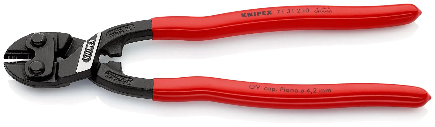 KNIPEX Compact Bolt Cutters CoBolt XL Cutting Pliers 250mm Plastic Coated Handles 71 31 250 White Rose Tools