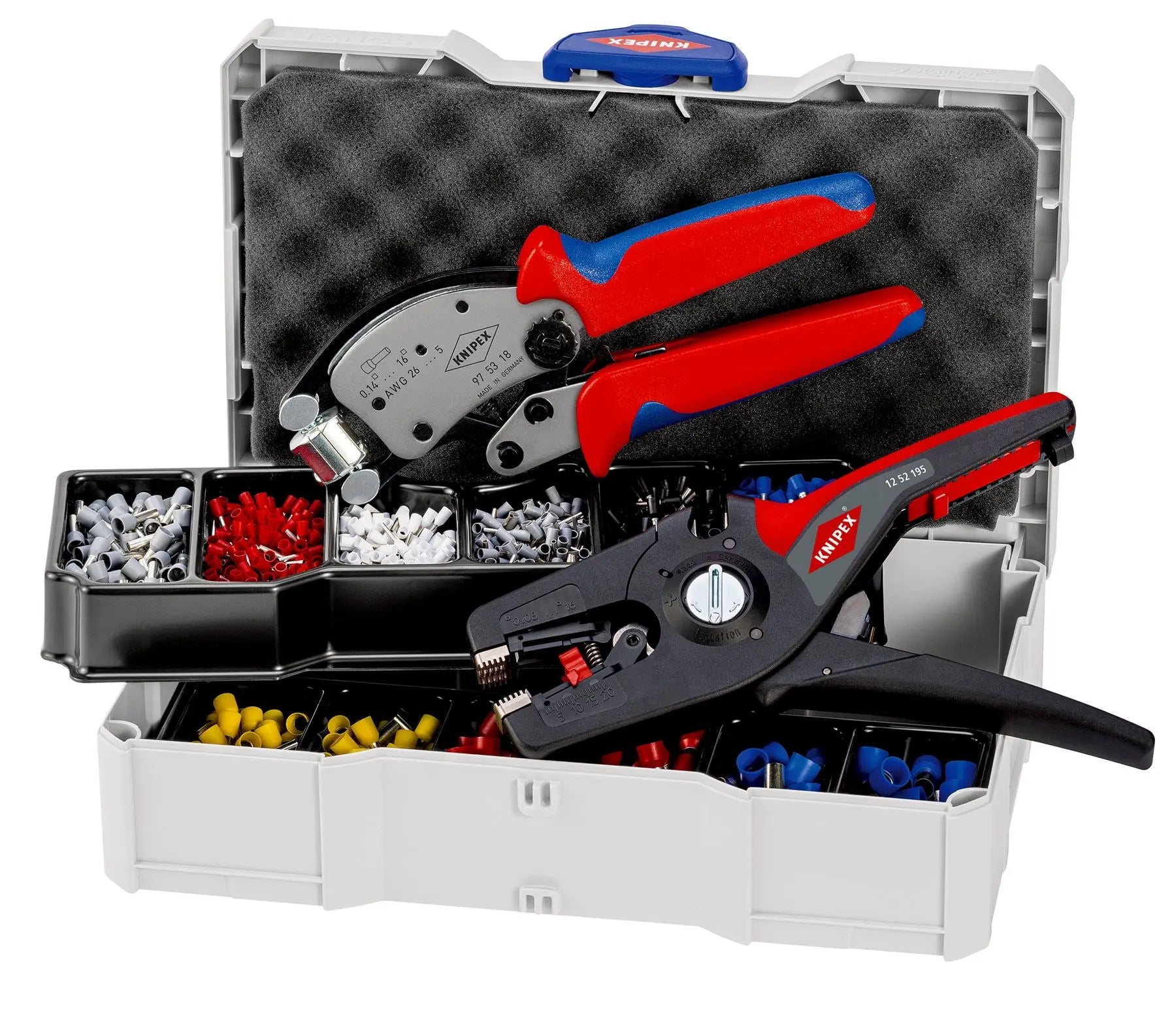 KNIPEX Crimp Assortment for Wire Ferrules Twistor and PreciStrip16 in TANOS Mini Systainer 97 90 14 White Rose Tools