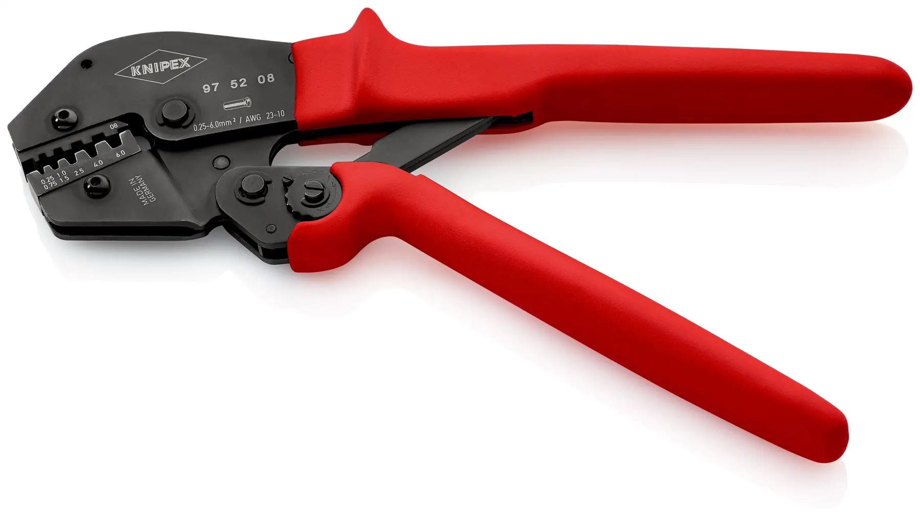 KNIPEX Crimping Pliers Two Hand Operation for Solder Free Electrical Connections 250mm 97 52 08 White Rose Tools