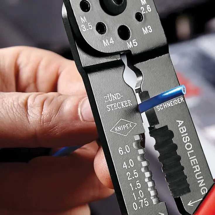 KNIPEX Crimping Pliers Wire Strippers for Insulated Terminals 230mm Multi Component Grips 97 21 215 White Rose Tools