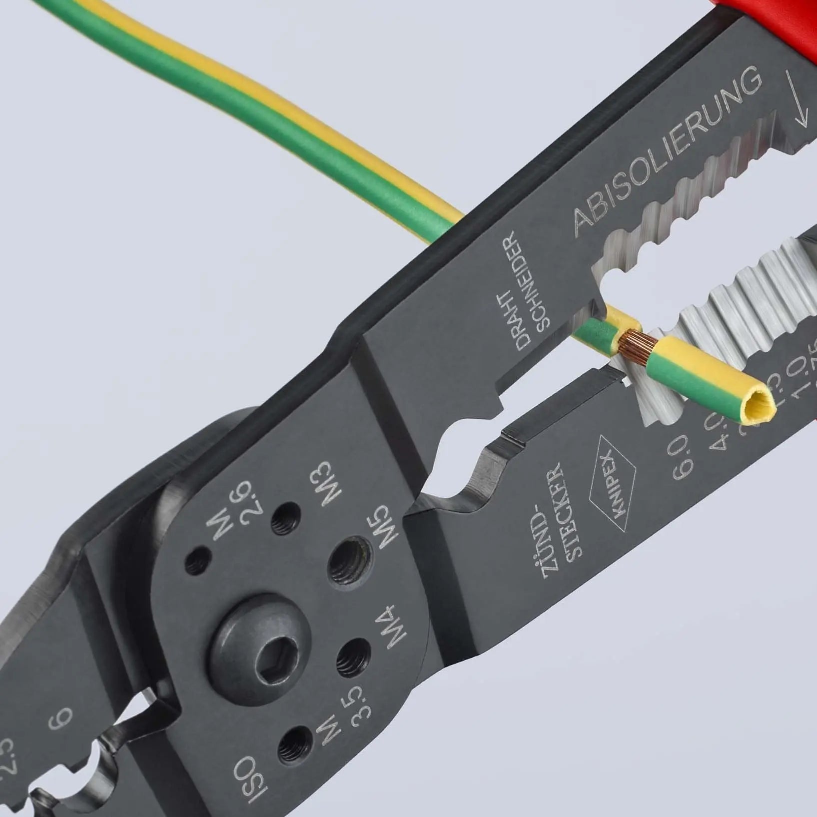 KNIPEX Crimping Pliers Wire Strippers for Insulated Terminals 230mm Multi Component Grips 97 21 215 White Rose Tools