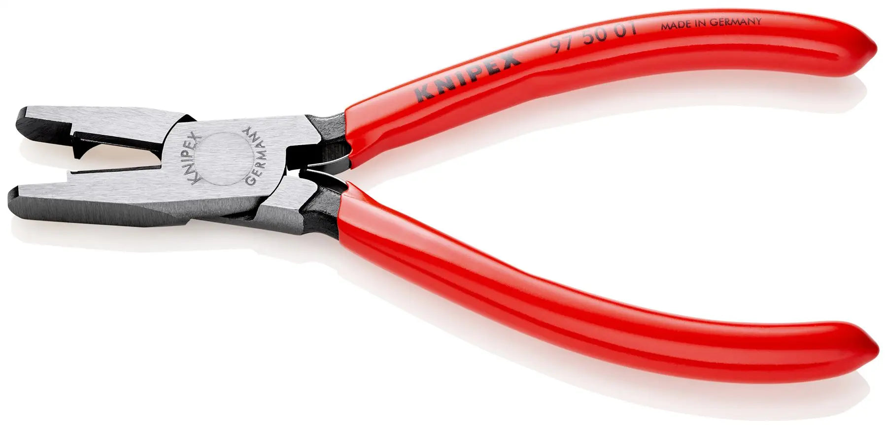 KNIPEX Crimping Pliers for Scotchlok Connectors with Side Cutter 155mm Plastic Coated Handles 97 50 01 White Rose Tools