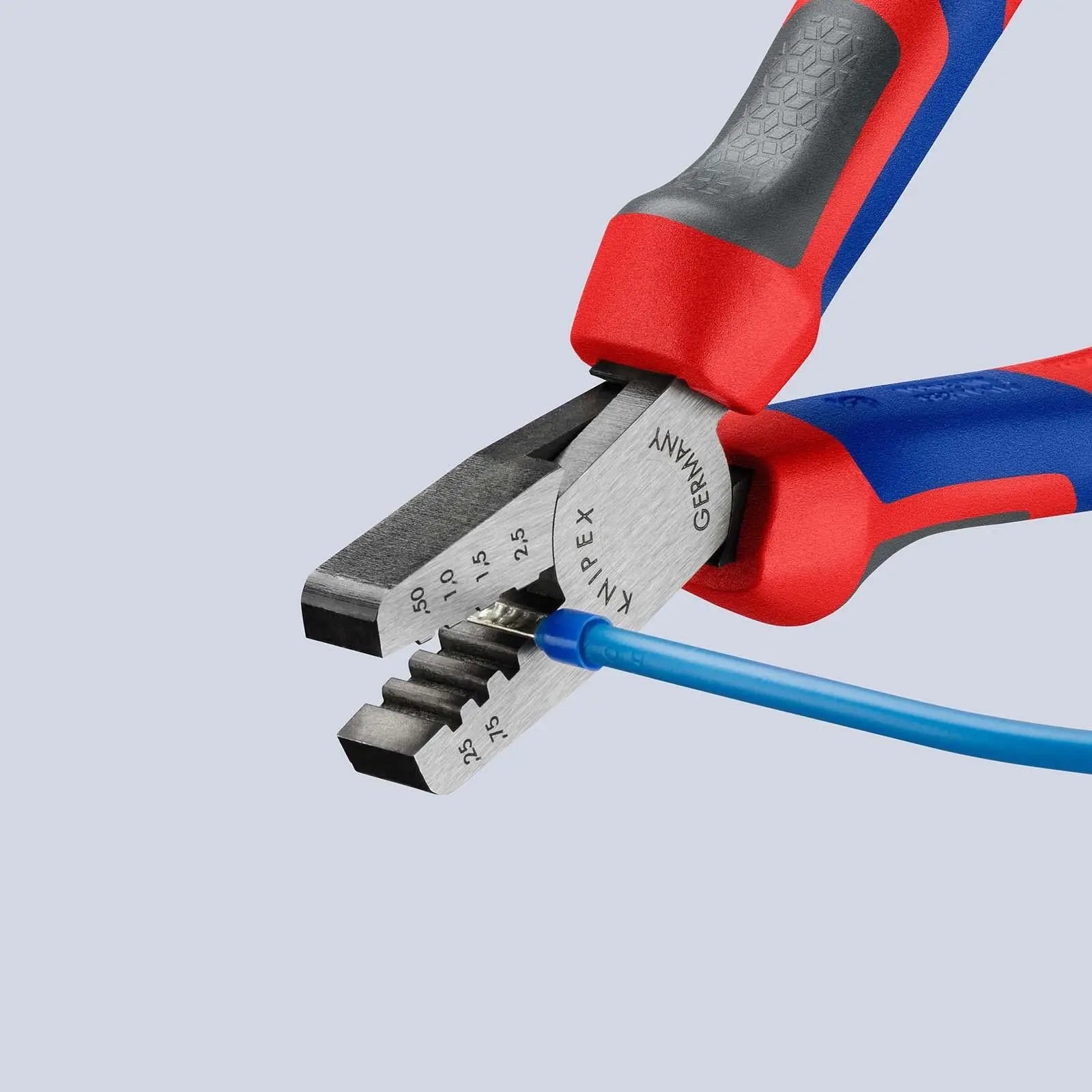 KNIPEX Crimping Pliers for Wire Ferrules 145mm 0.25-2.5mm² 145mm Multi Component Grips 97 62 145 A White Rose Tools