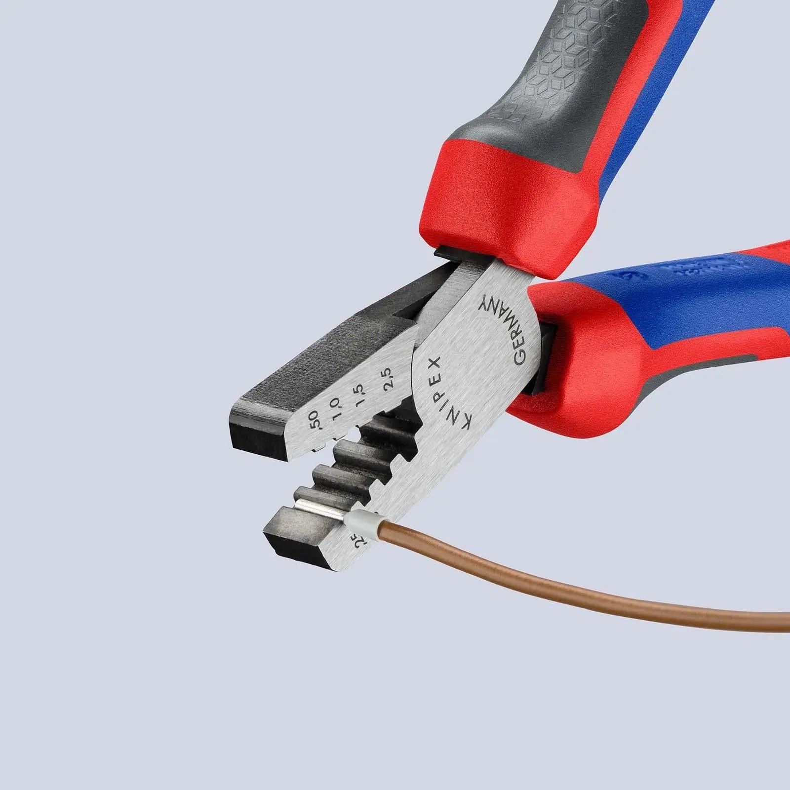 KNIPEX Crimping Pliers for Wire Ferrules 145mm 0.25-2.5mm² 145mm Multi Component Grips 97 62 145 A White Rose Tools