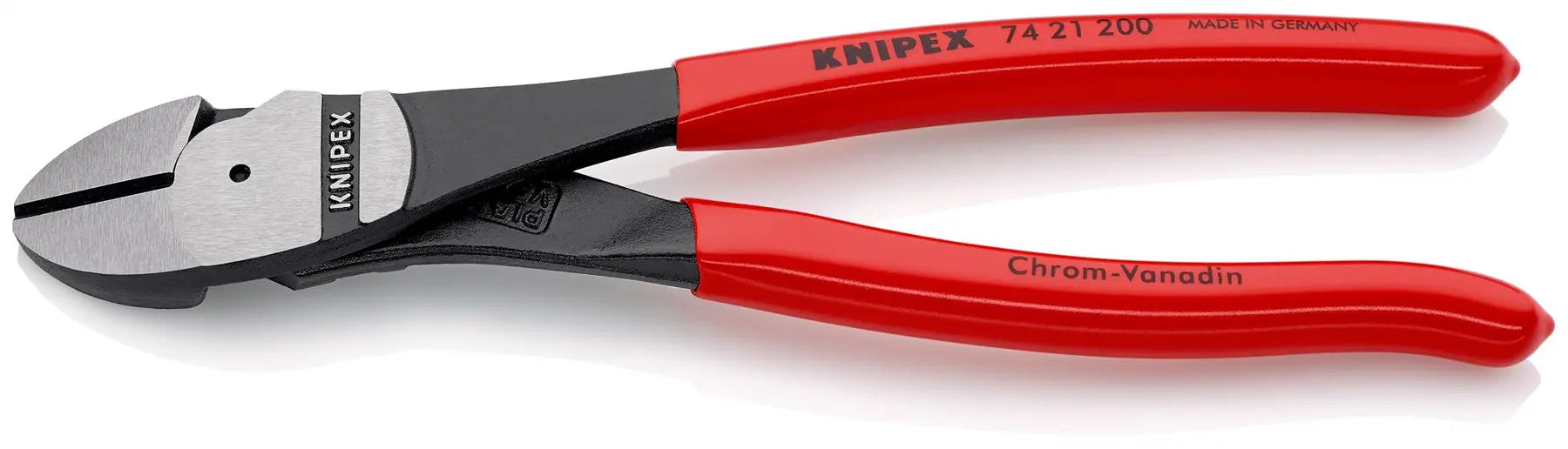KNIPEX Diagonal Cutting Pliers High Leverage Side Cutters 12° Angled Head 200mm Plastic Coated 74 21 200 White Rose Tools
