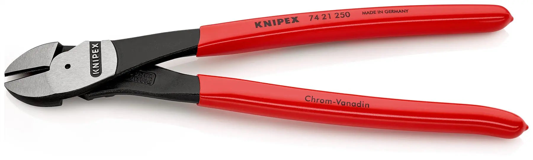 KNIPEX Diagonal Cutting Pliers High Leverage Side Cutters 12° Angled Head 250mm Plastic Coated 74 21 250 White Rose Tools