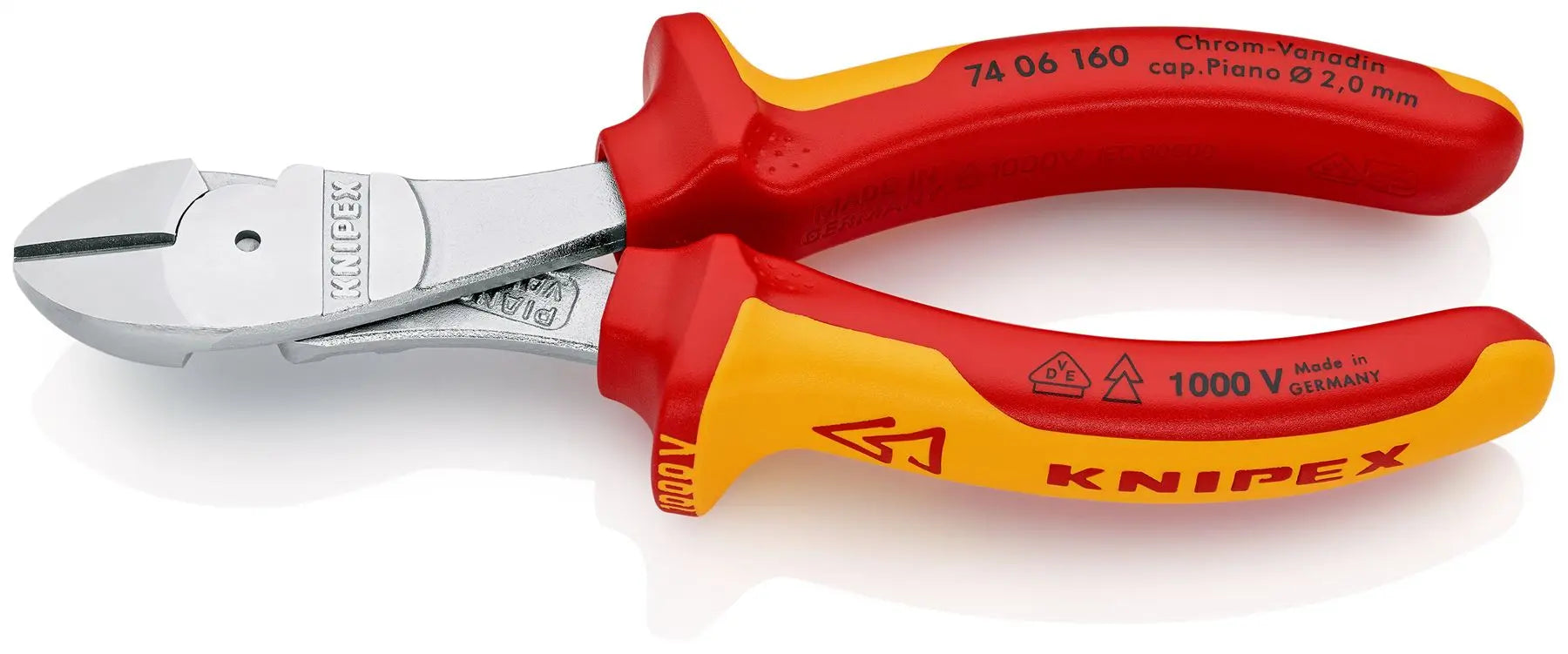KNIPEX Diagonal Cutting Pliers High Leverage Side Cutters 160mm VDE Multi Component Grips 74 06 160 White Rose Tools