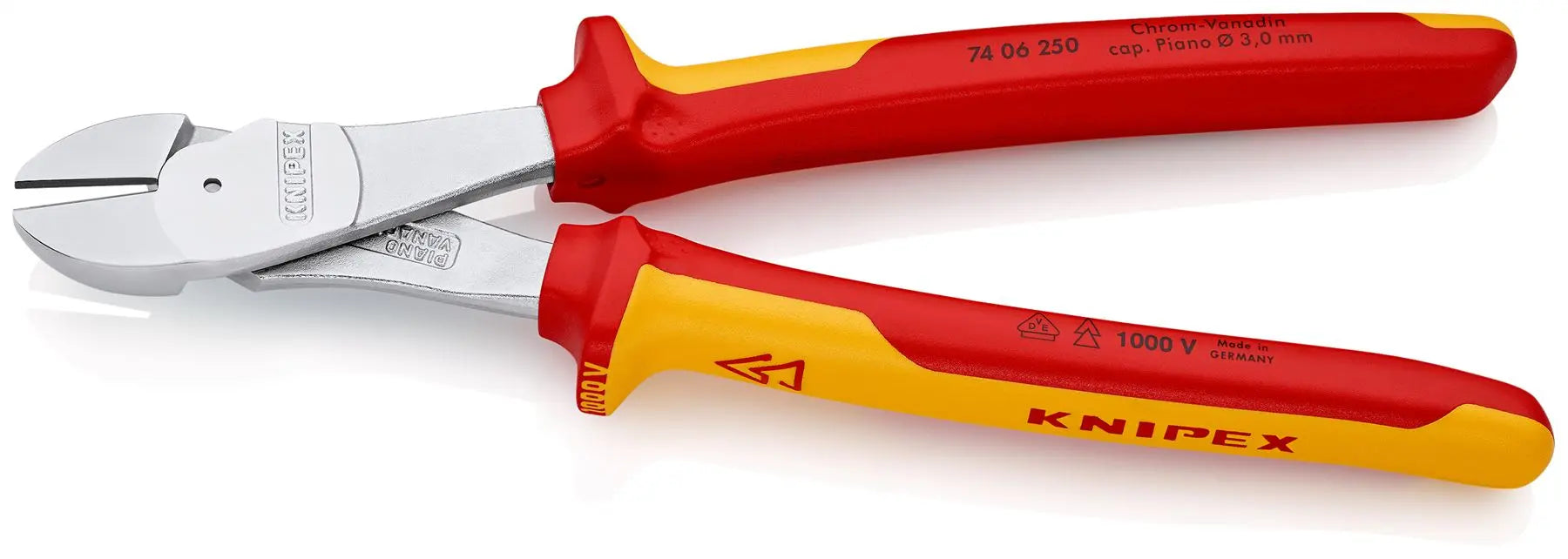 KNIPEX Diagonal Cutting Pliers High Leverage Side Cutters 250mm VDE Multi Component Grips 74 06 250 White Rose Tools