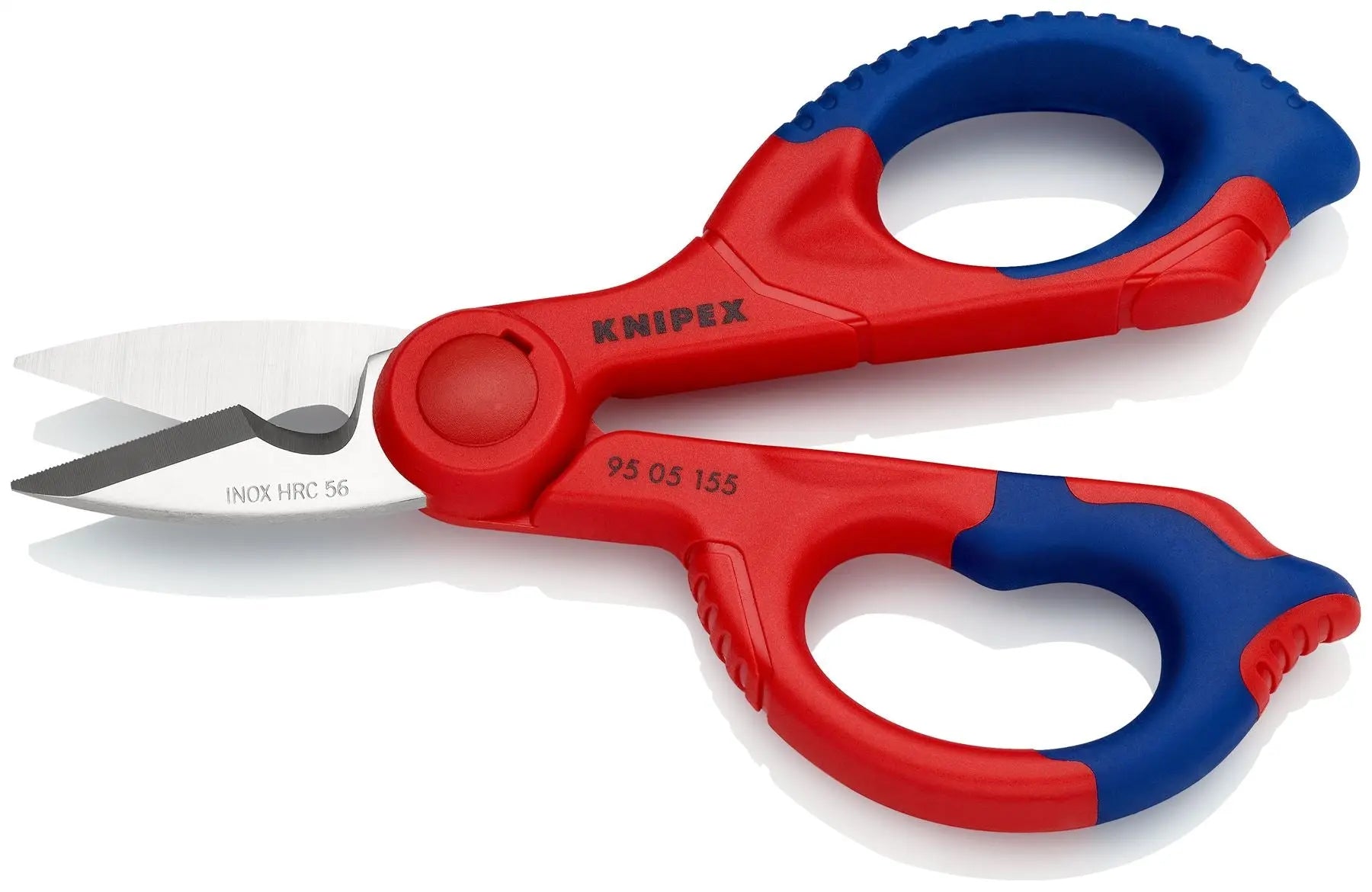 KNIPEX Electricians Shears Scissors with Plastic Belt Pouch 155mm Multi Component Grips 95 05 155 SB White Rose Tools