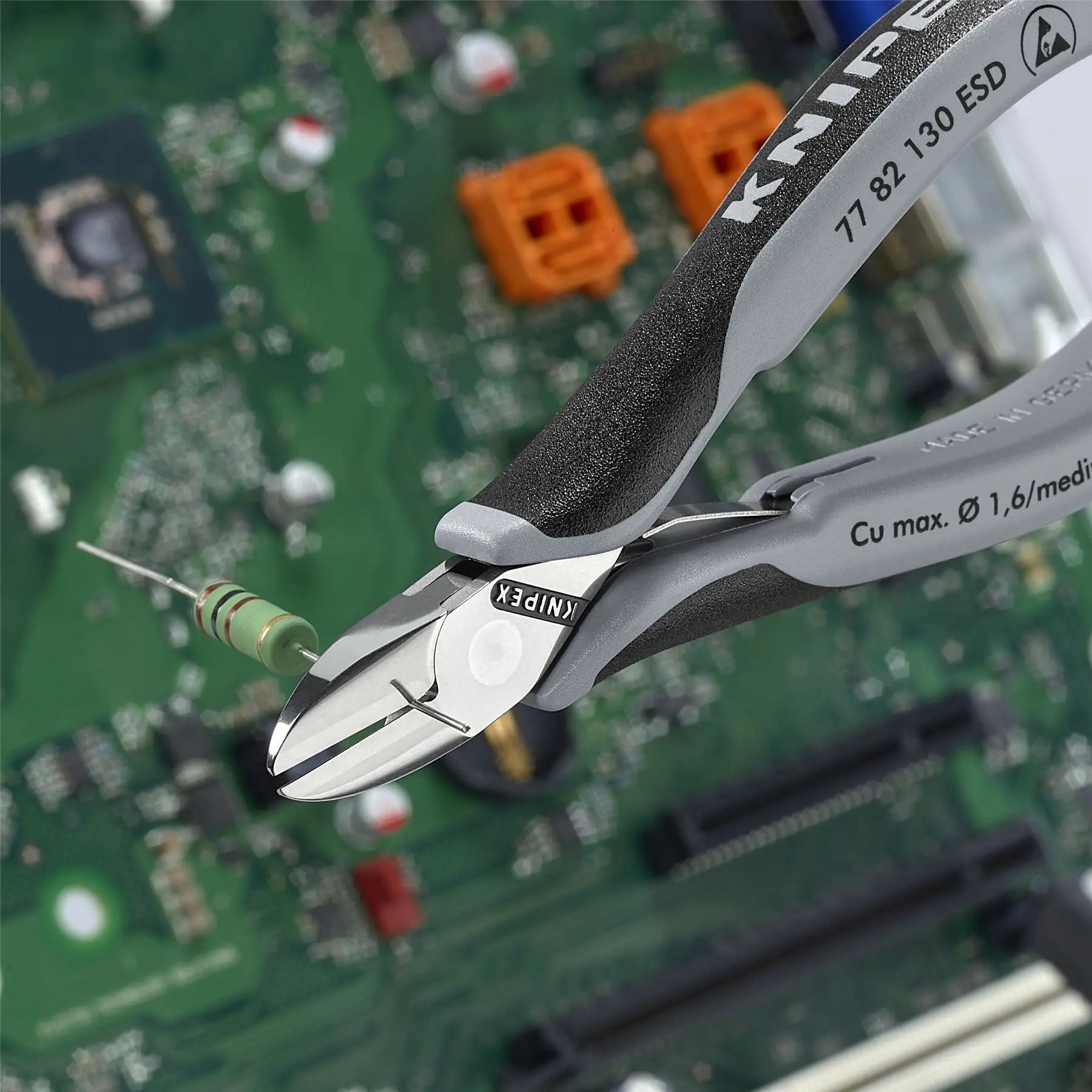 KNIPEX Electronics Diagonal Cutter Pliers 130mm Multi Component Grips 77 82 130 ESD White Rose Tools