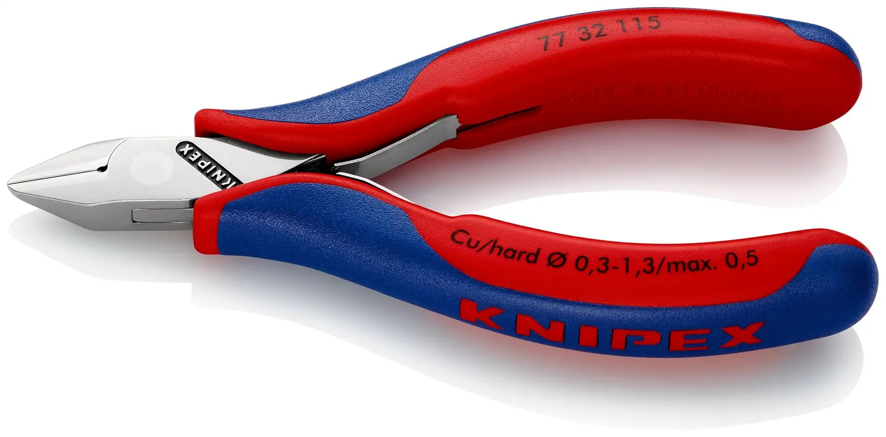 KNIPEX Electronics Diagonal Cutter Pliers Pointed Head Small Bevel 115mm Multi Component Grips 77 32 115 White Rose Tools