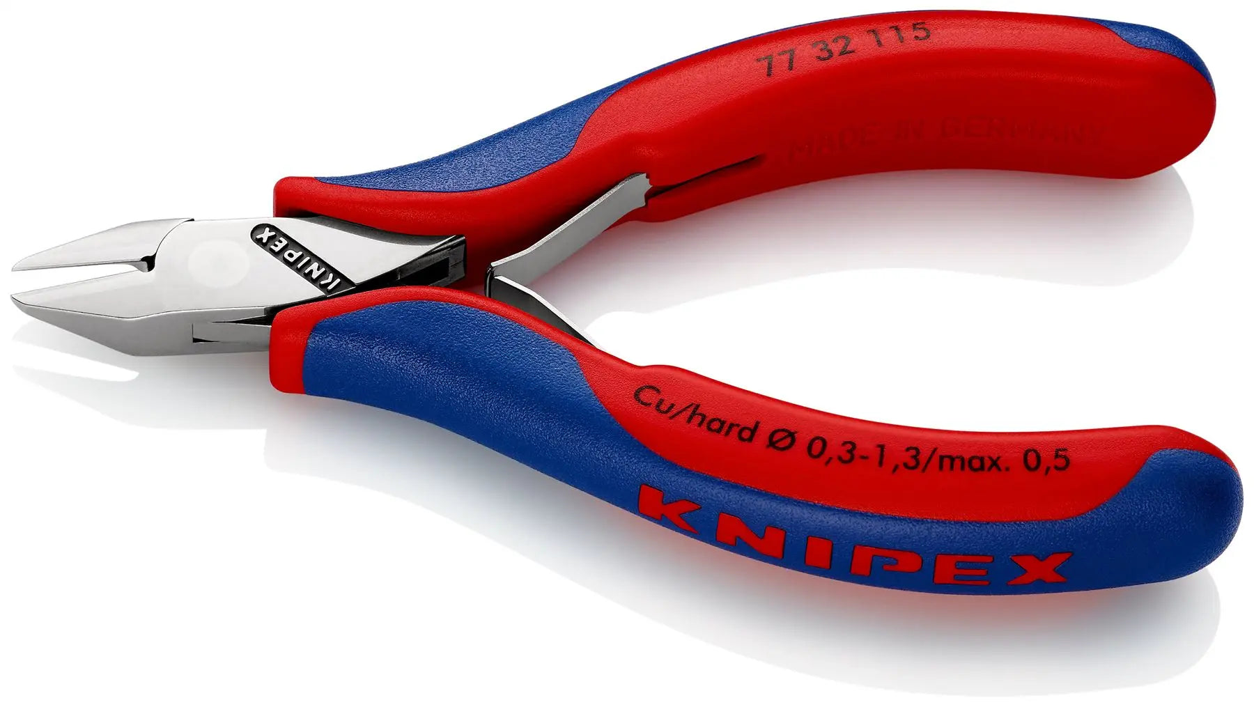 KNIPEX Electronics Diagonal Cutter Pliers Pointed Head Small Bevel 115mm Multi Component Grips 77 32 115 White Rose Tools