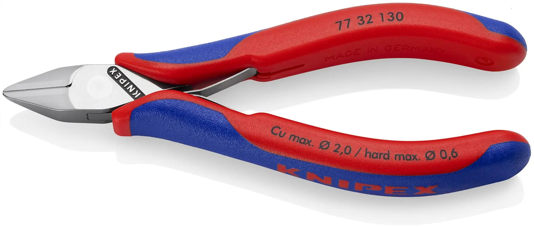 KNIPEX Electronics Diagonal Cutter Pliers Pointed Head Small Bevel 115mm Multi Component Grips 77 32 130 White Rose Tools