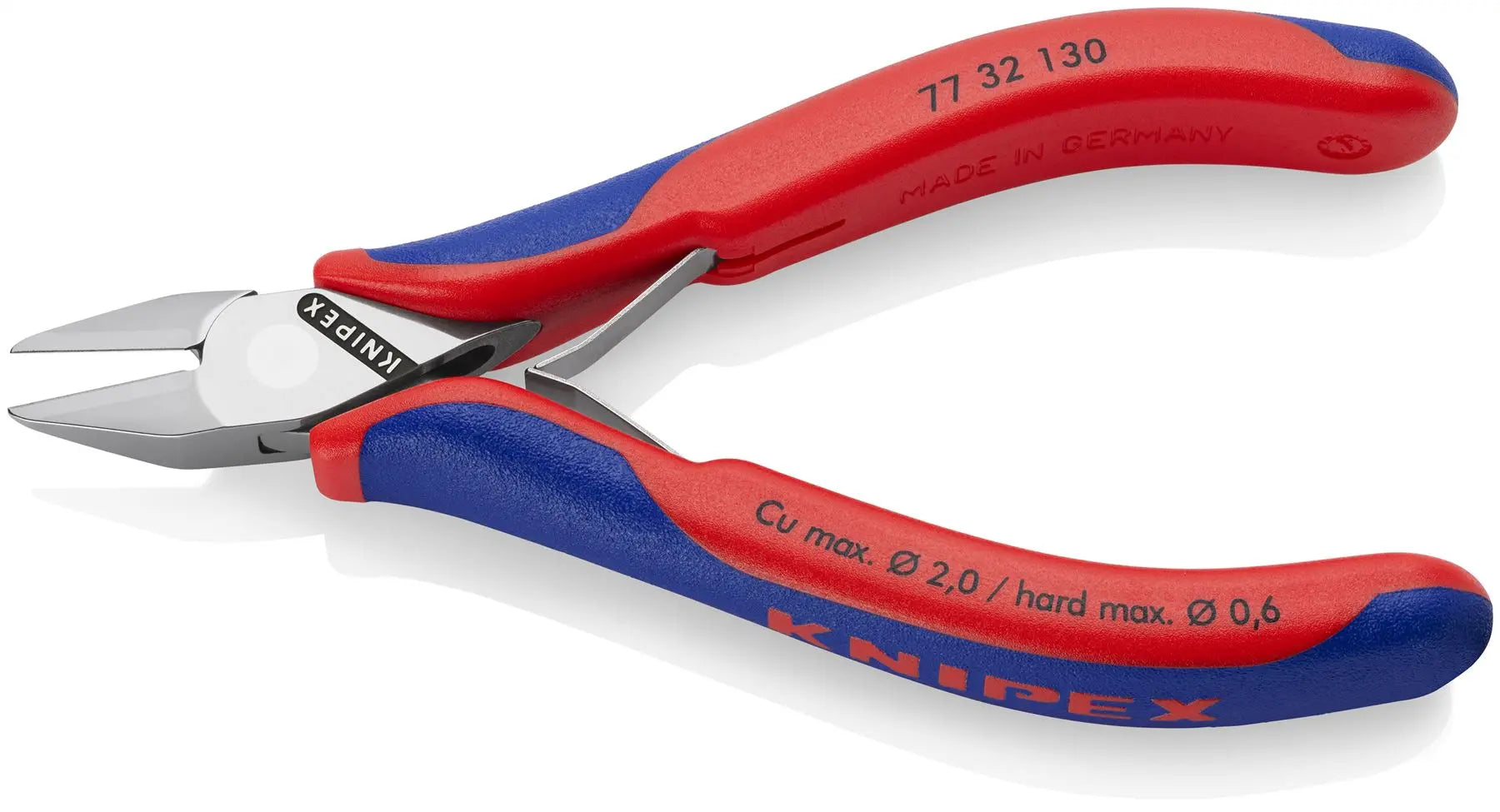 KNIPEX Electronics Diagonal Cutter Pliers Pointed Head Small Bevel 115mm Multi Component Grips 77 32 130 White Rose Tools