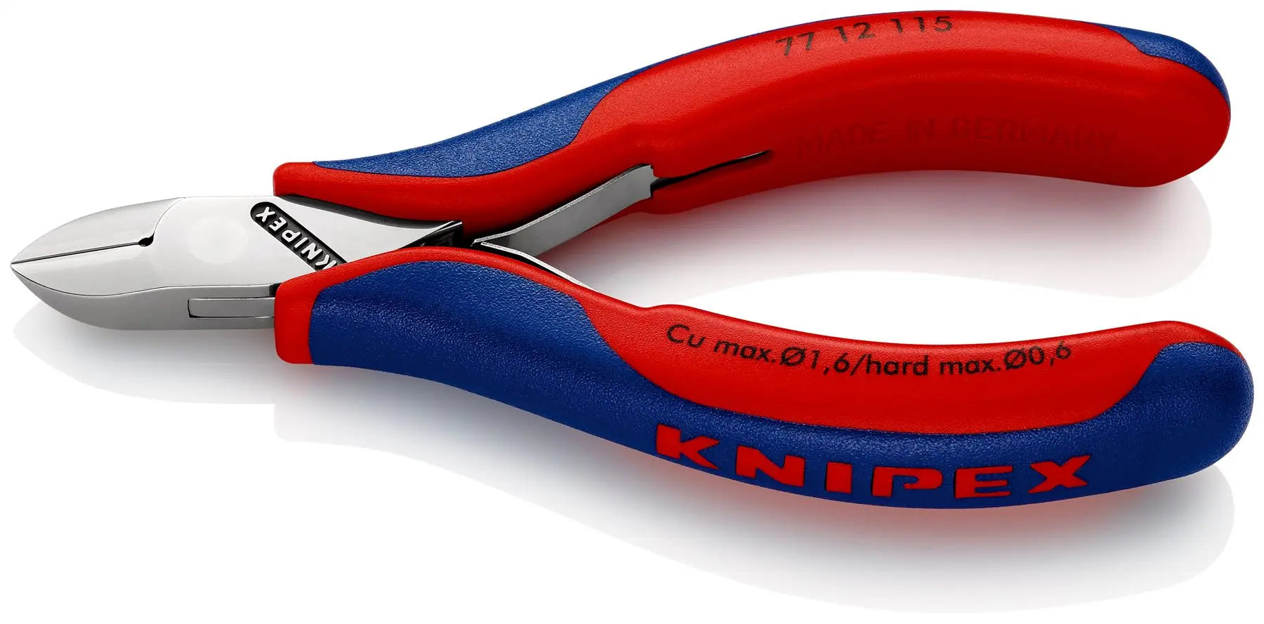KNIPEX Electronics Diagonal Cutter Pliers Round Head Bevelled 115mm Multi Component Grips 77 12 115 White Rose Tools