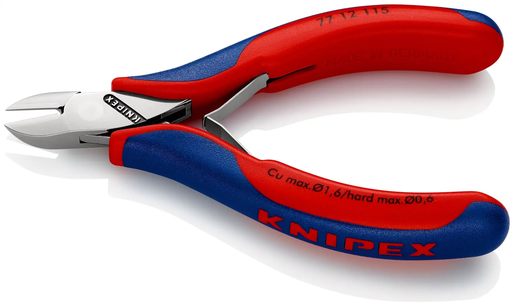 KNIPEX Electronics Diagonal Cutter Pliers Round Head Bevelled 115mm Multi Component Grips 77 12 115 White Rose Tools