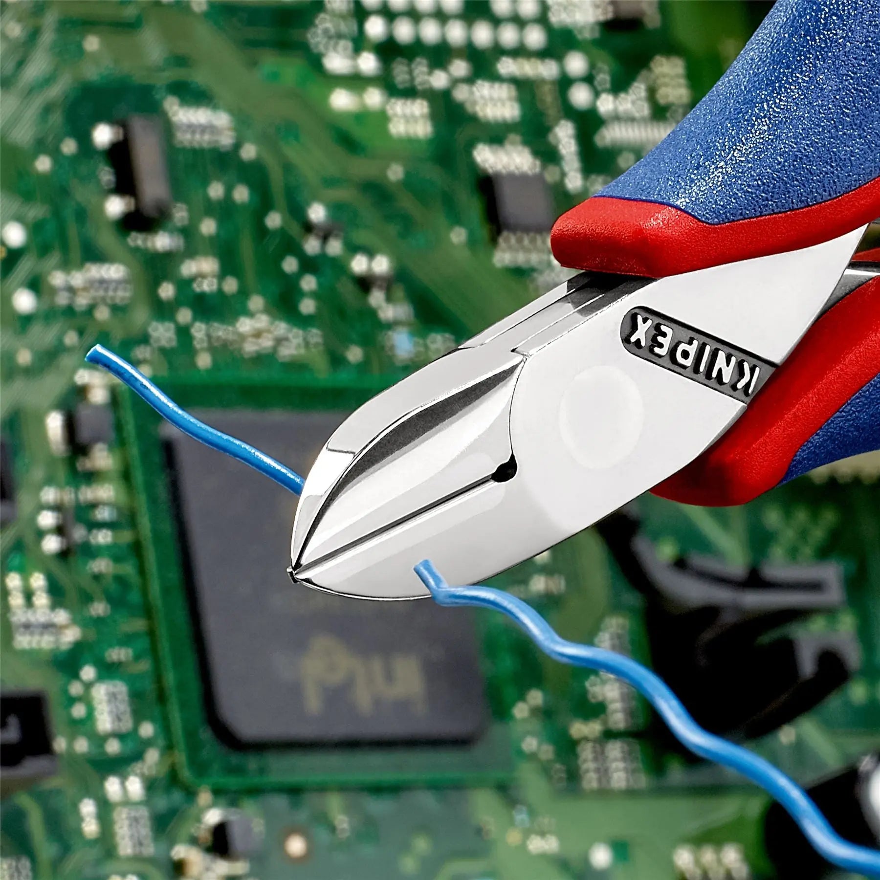 KNIPEX Electronics Diagonal Cutter Pliers Round Head Bevelled 115mm Multi Component Grips 77 12 115 White Rose Tools