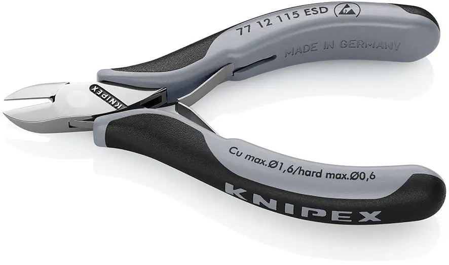 KNIPEX Electronics Diagonal Cutter Pliers Round Head Bevelled 115mm Multi Component Grips 77 12 115 ESD White Rose Tools