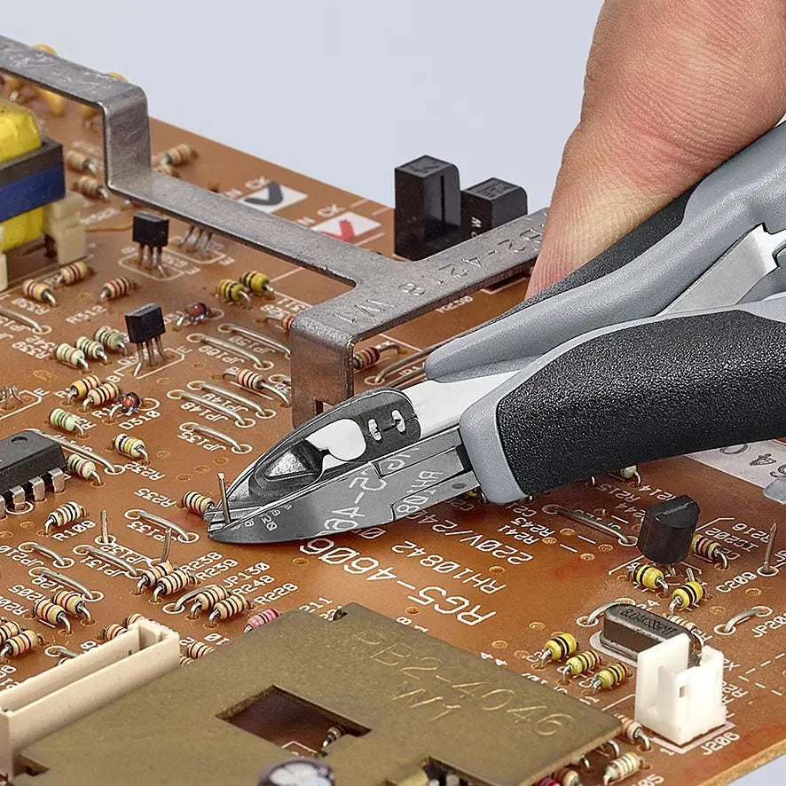 KNIPEX Electronics Diagonal Cutter Pliers Round Head Bevelled 115mm Multi Component Grips 77 12 115 ESD White Rose Tools