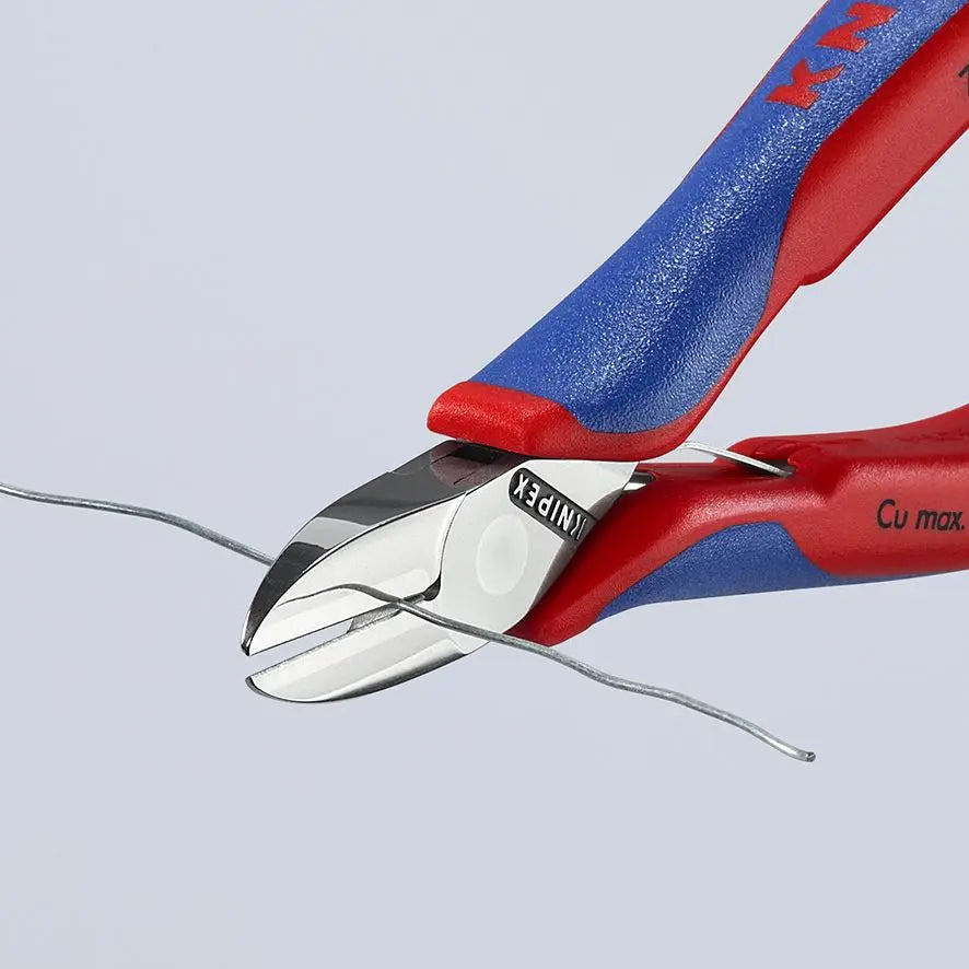 KNIPEX Electronics Diagonal Cutter Pliers Round Head Small Bevel 130mm Multi Component Grips 77 02 130 White Rose Tools