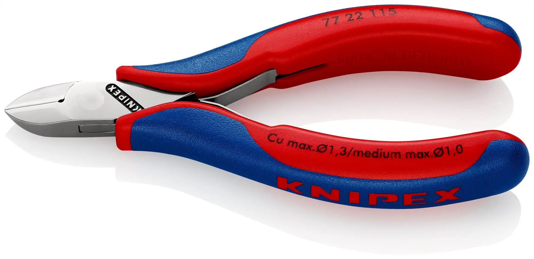 KNIPEX Electronics Diagonal Cutter Pliers Round Head without Bevel 115mm Multi Component Grips 77 22 115 White Rose Tools