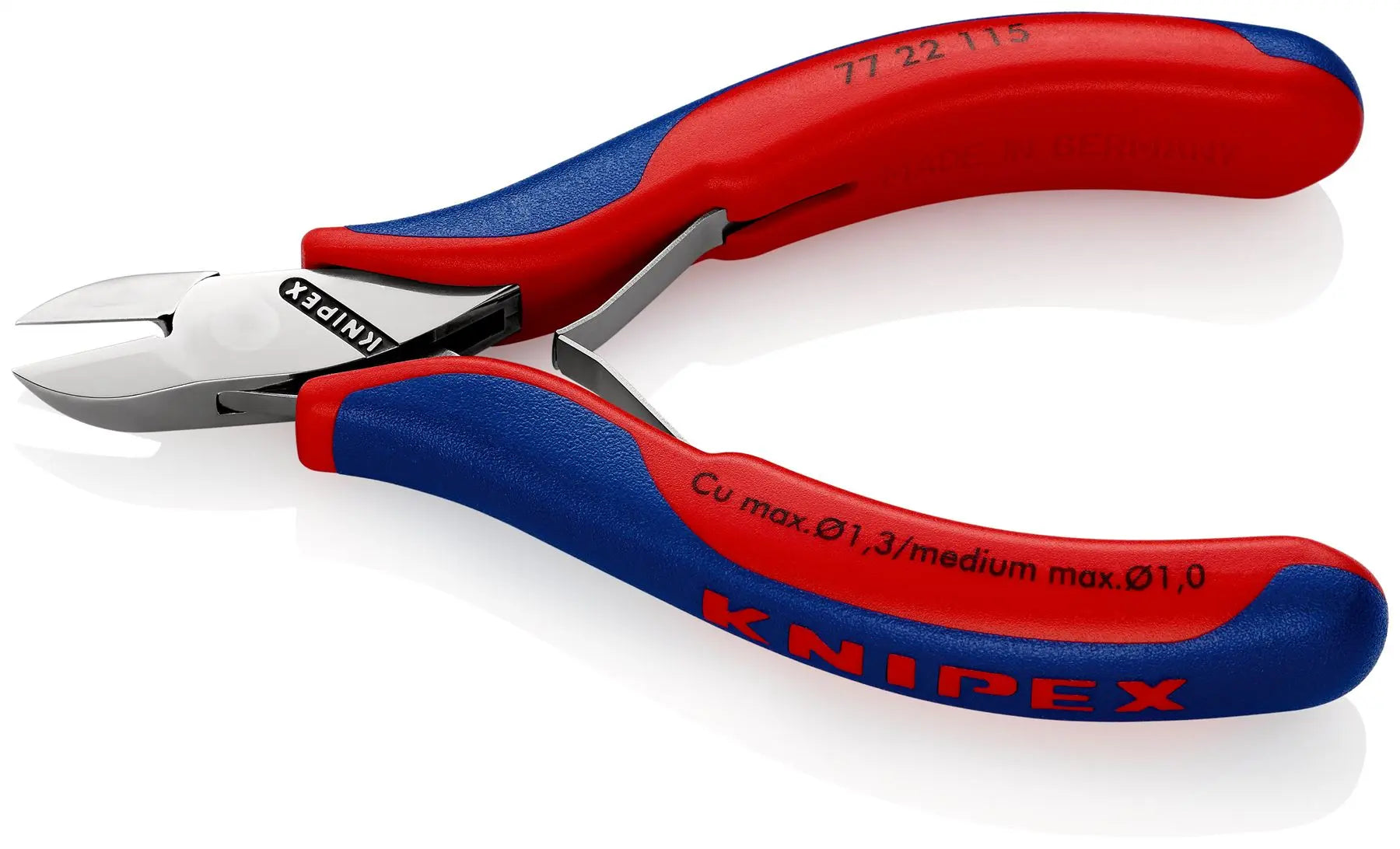 KNIPEX Electronics Diagonal Cutter Pliers Round Head without Bevel 115mm Multi Component Grips 77 22 115 White Rose Tools