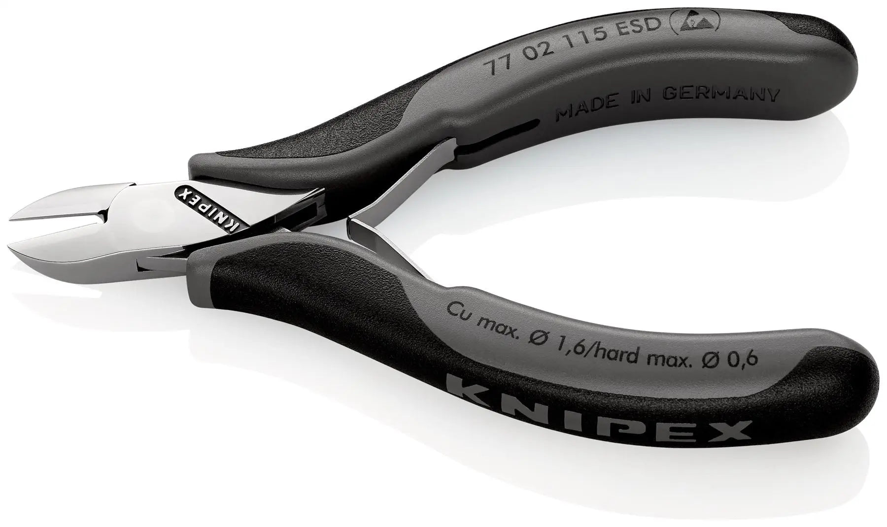 KNIPEX Electronics Diagonal Cutter Pliers with Carbide Cutting Edges 115mm Multi Component Grips 77 02 115 ESD  White Rose Tools