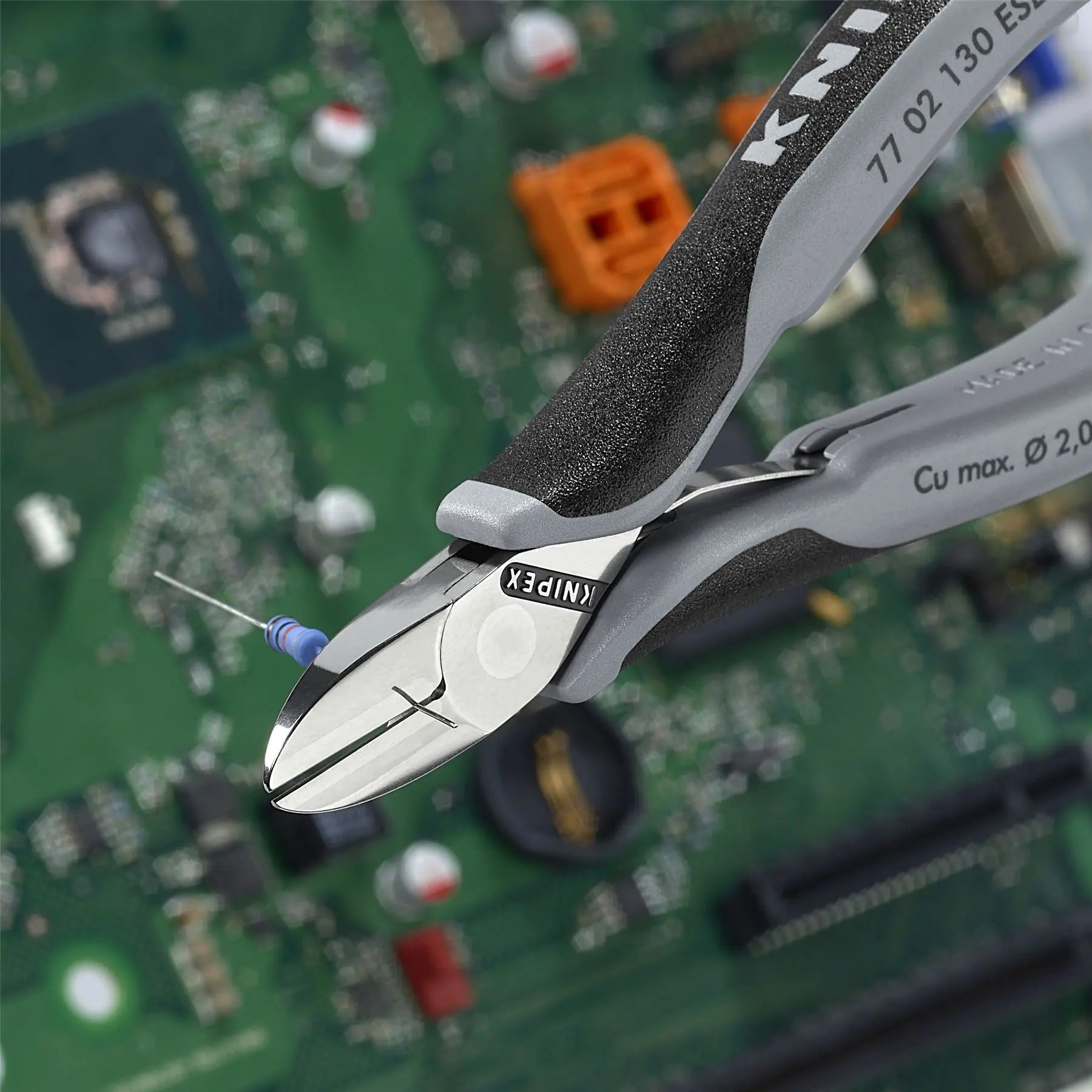 KNIPEX Electronics Diagonal Cutter Pliers with Carbide Cutting Edges 130mm Multi Component Grips 77 02 130 ESD White Rose Tools