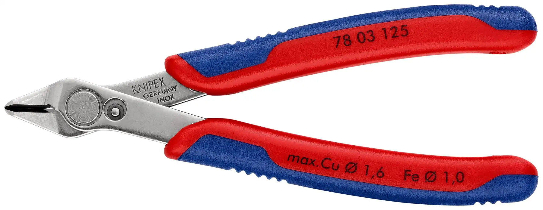 KNIPEX Electronics Super Knips Precision Cutting Pliers 125mm Multi Component Grips 78 03 125 SB White Rose Tools