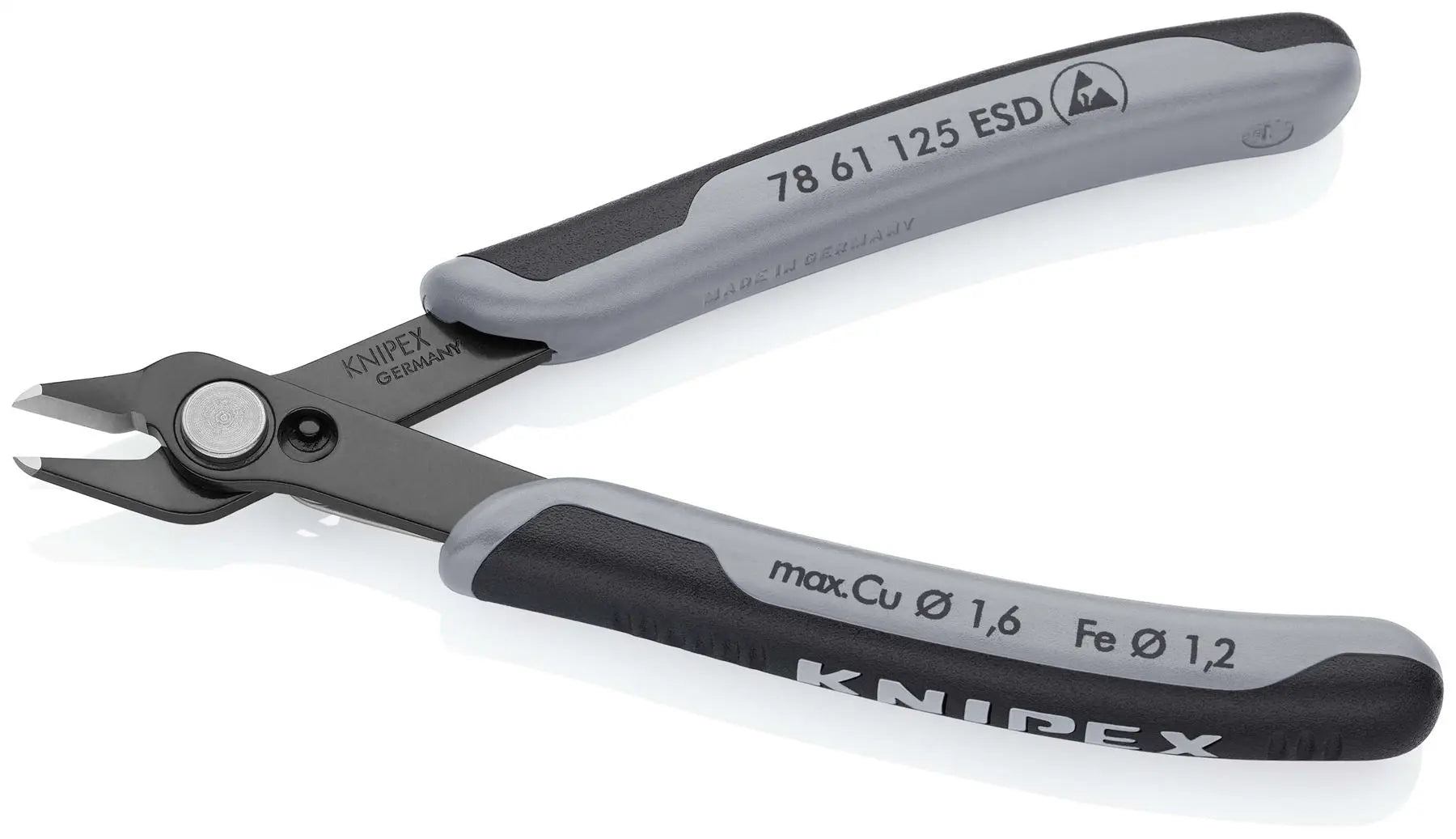 KNIPEX Electronics Super Knips Precision Cutting Pliers 125mm Multi Component Grips 78 61 125 ESD White Rose Tools