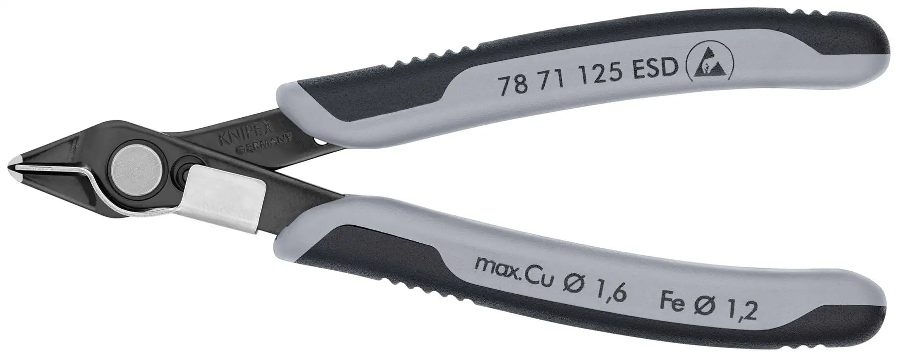 KNIPEX Electronics Super Knips Precision Cutting Pliers 125mm Multi Component Grips 78 71 125 ESD White Rose Tools