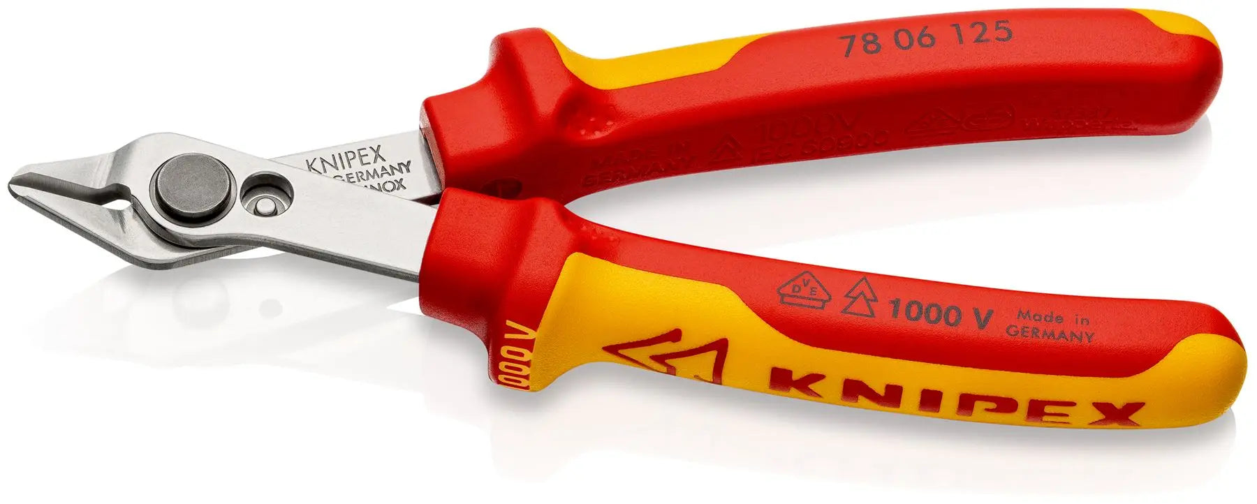 KNIPEX Electronics Super Knips Precision Cutting Pliers 125mm VDE Multi Component Grips 78 06 125 SB White Rose Tools
